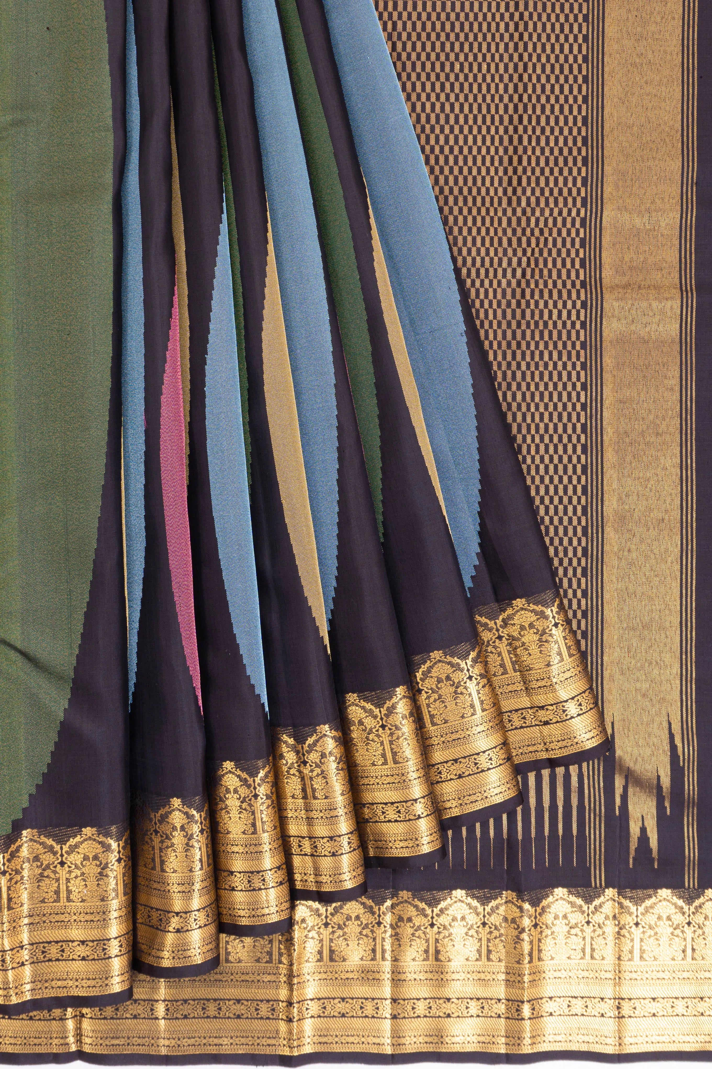 Kanchipuram Silk Brocade Black Saree