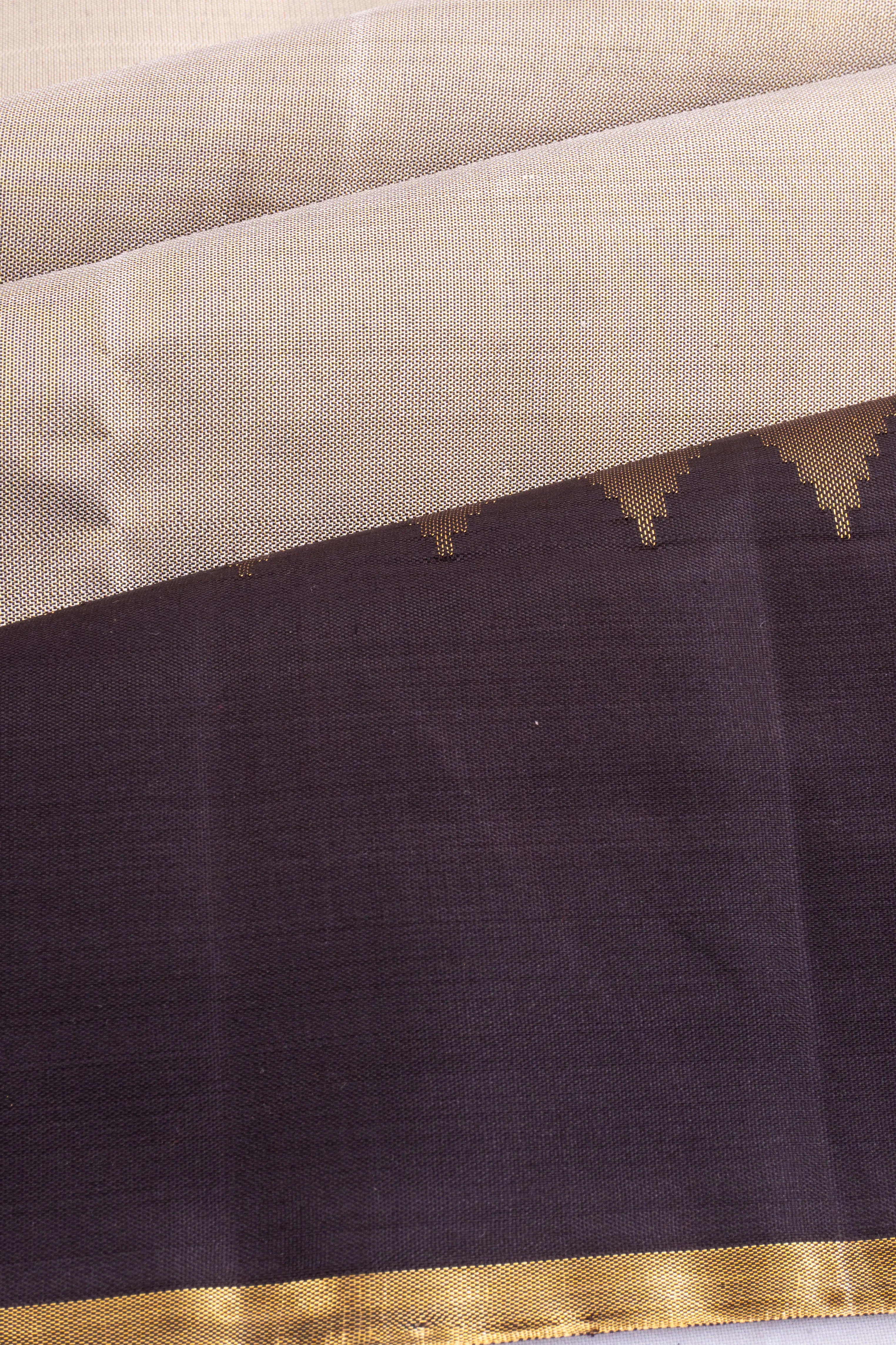 Kanchipuram Silk Tissue Plain Gold Saree