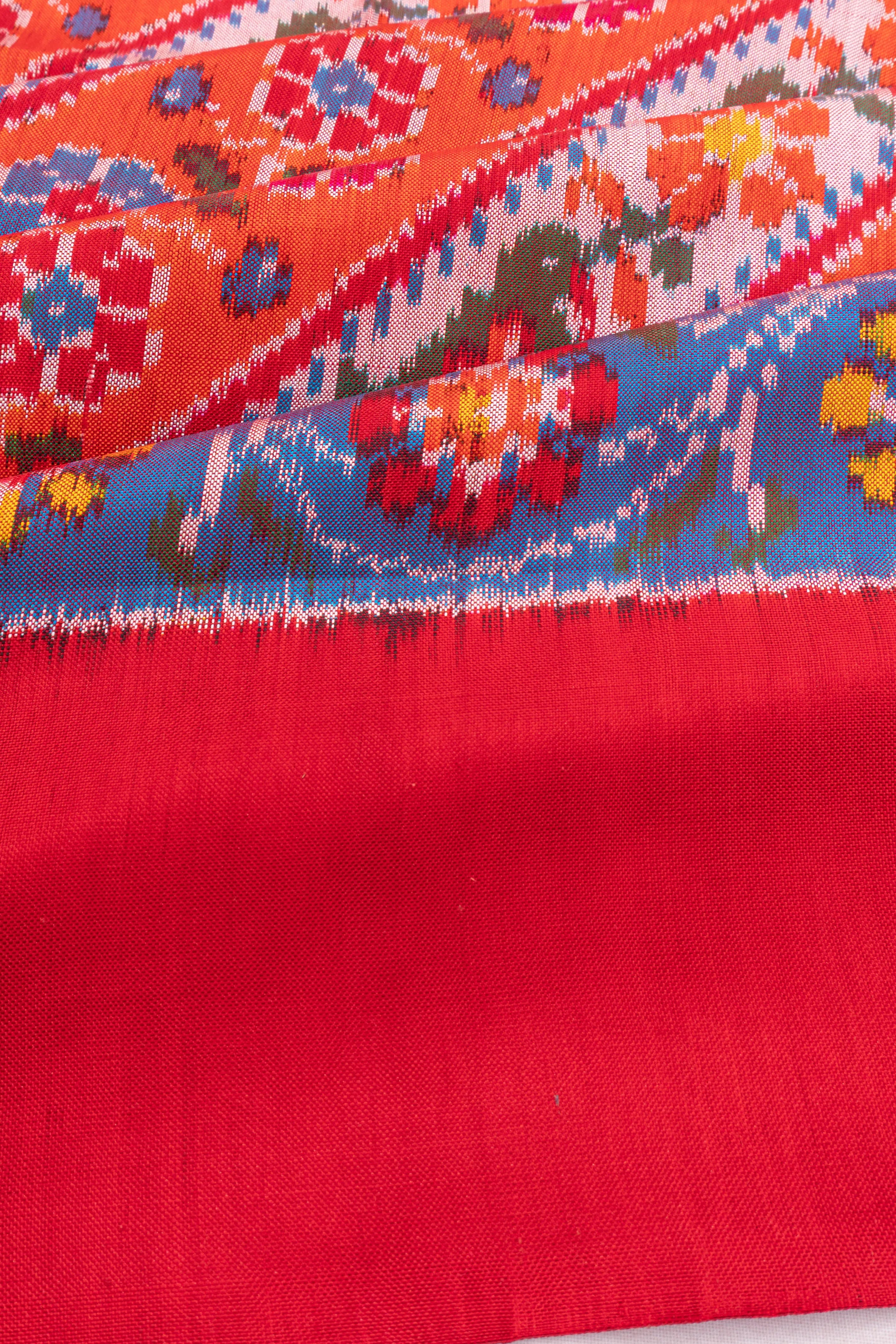 Semi Patan Silk Ikat Red Saree