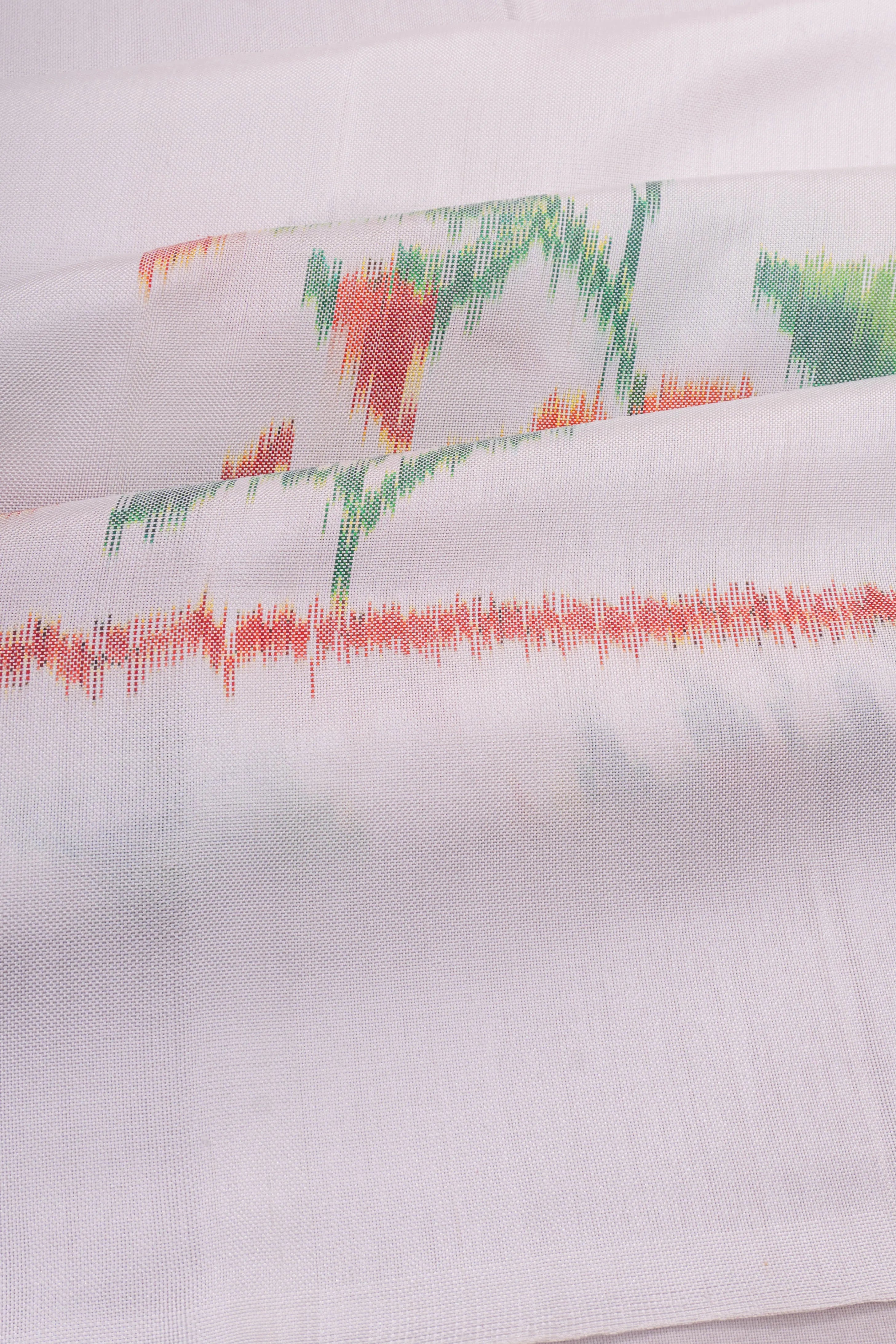 Semi Patan Silk Ikat White Saree