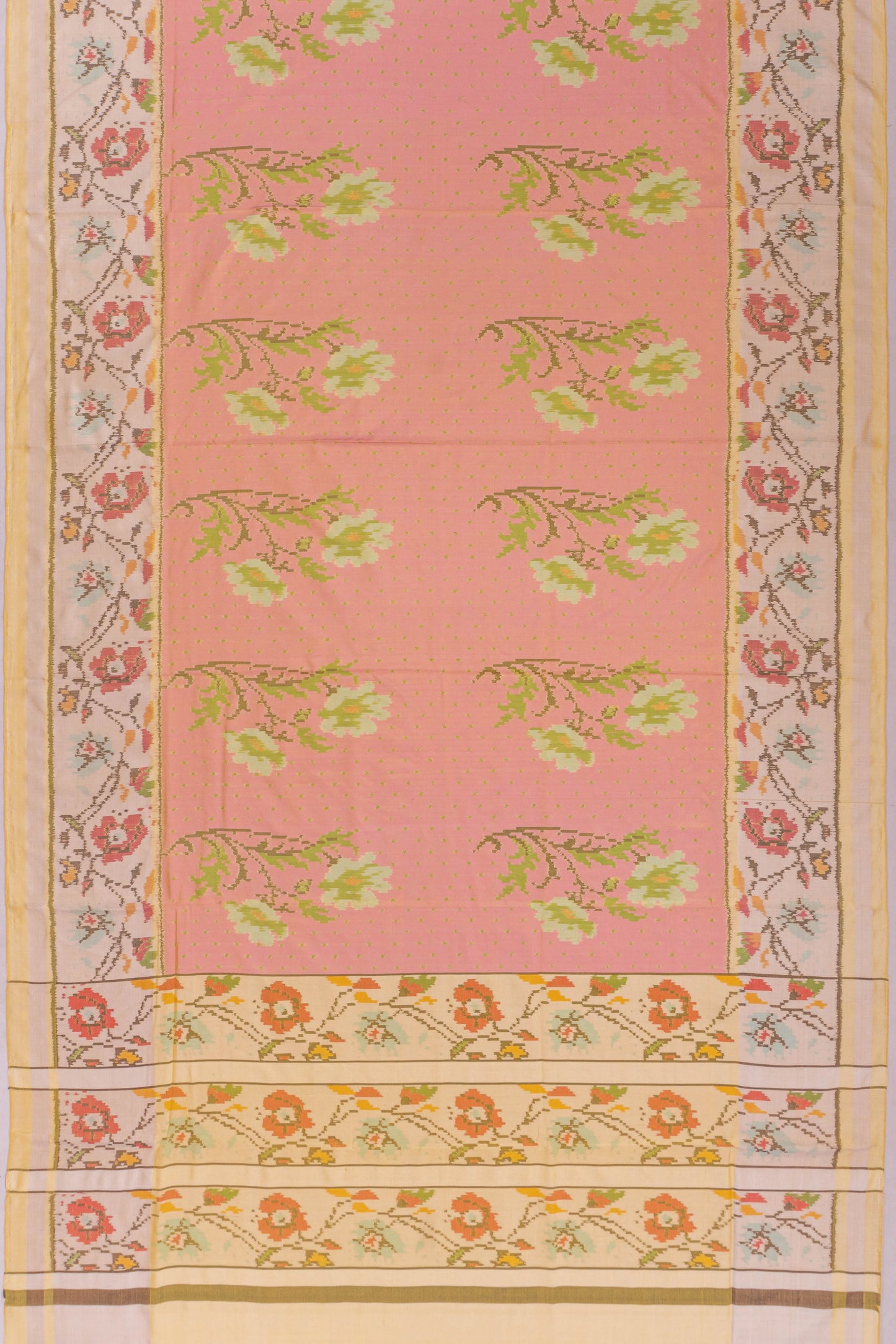 Semi Patan Silk Ikat Pink Saree