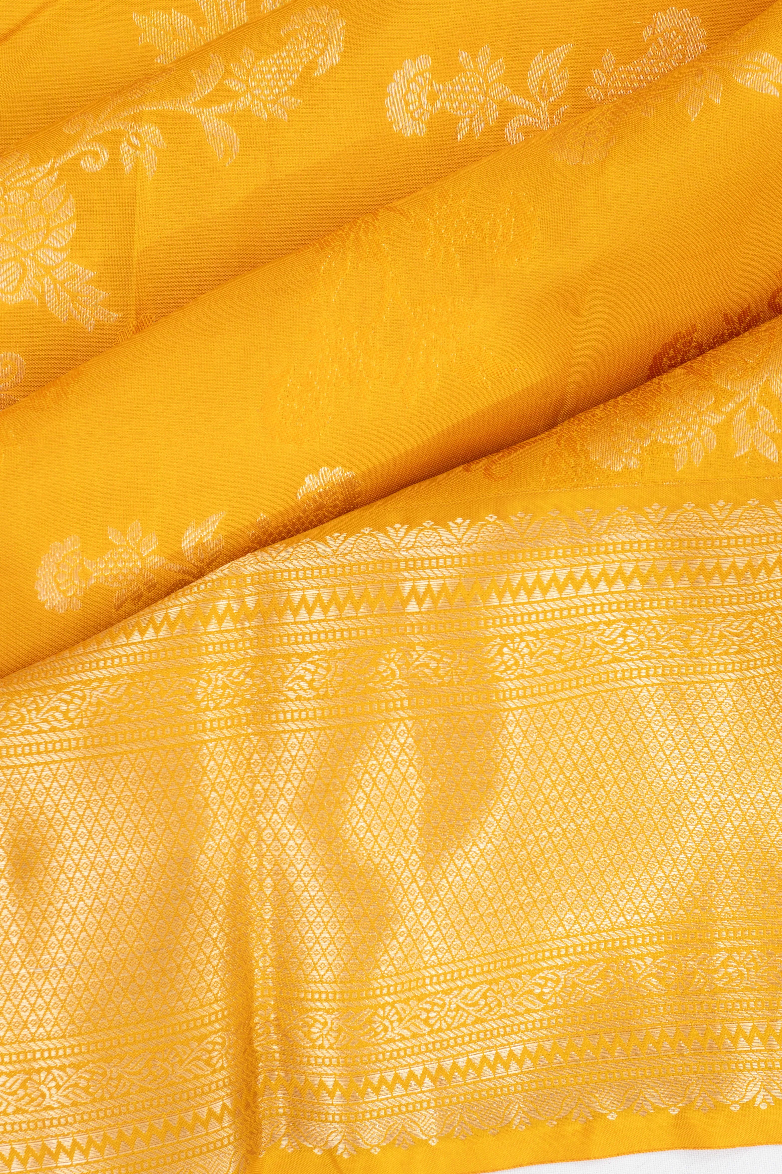Taranga Kanchi Silk Brocade Yellow Saree