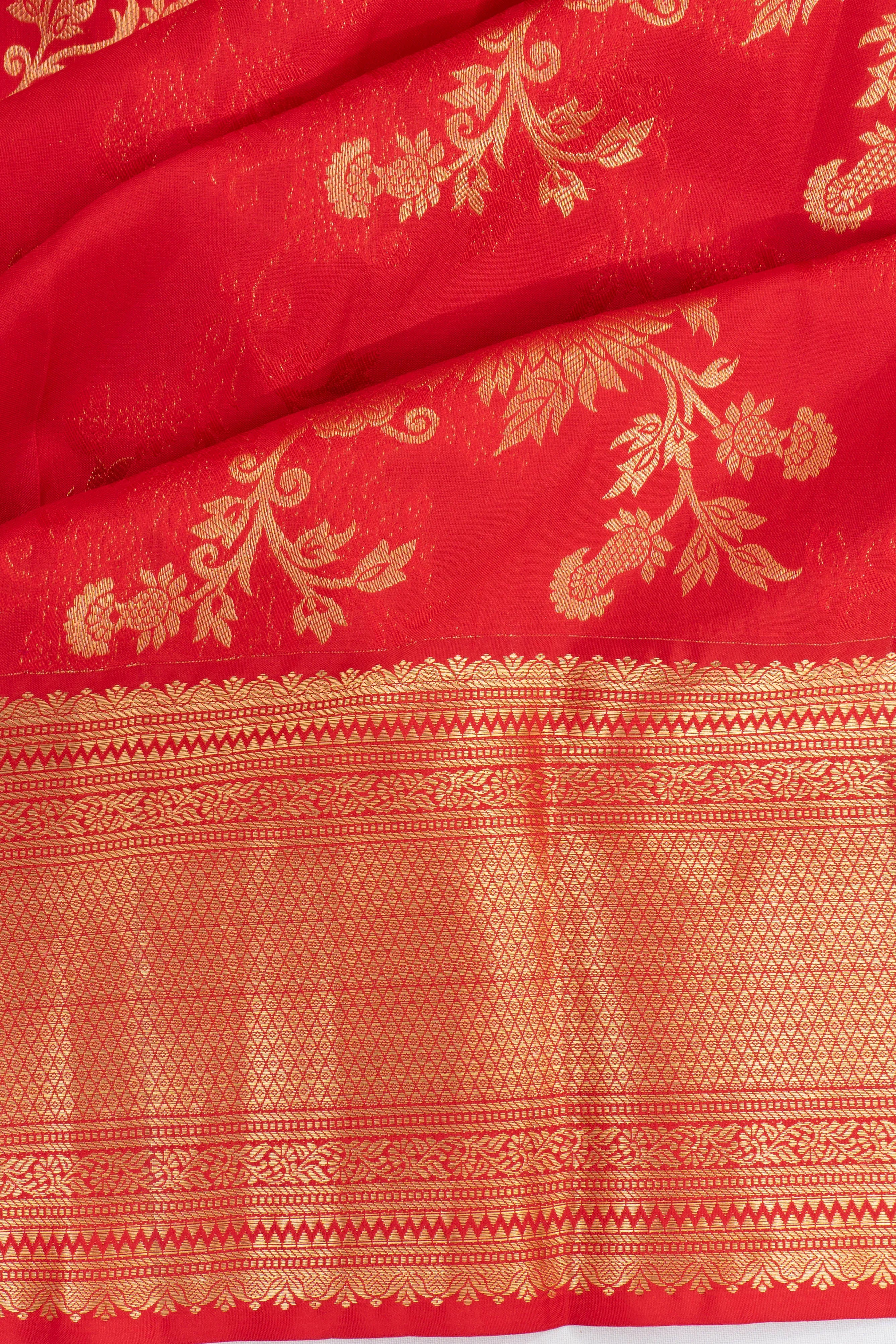 Taranga Kanchi Silk Brocade Red Saree