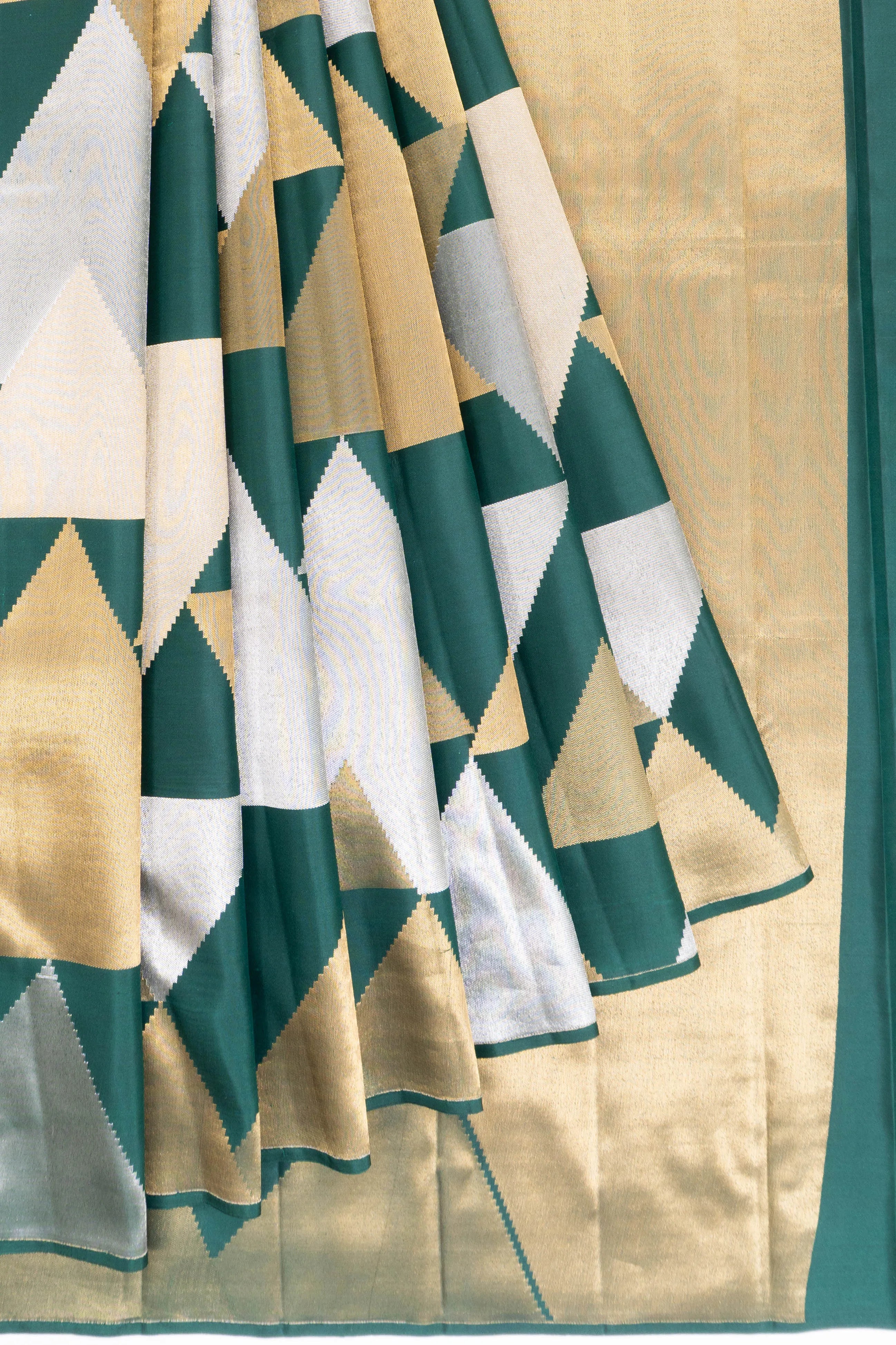 Kanchipuram Silk Brocade Bottle Green Saree