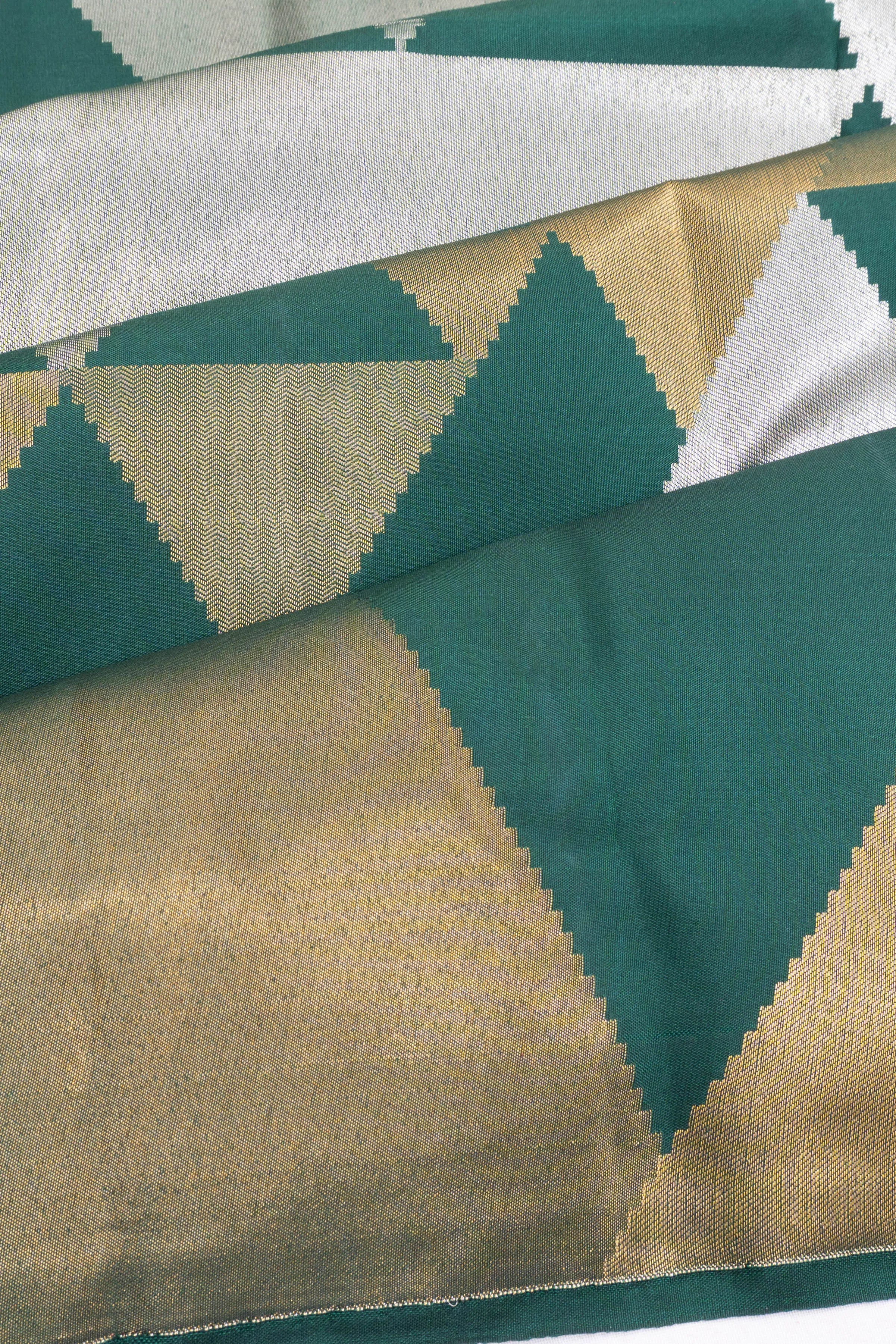 Kanchipuram Silk Brocade Bottle Green Saree