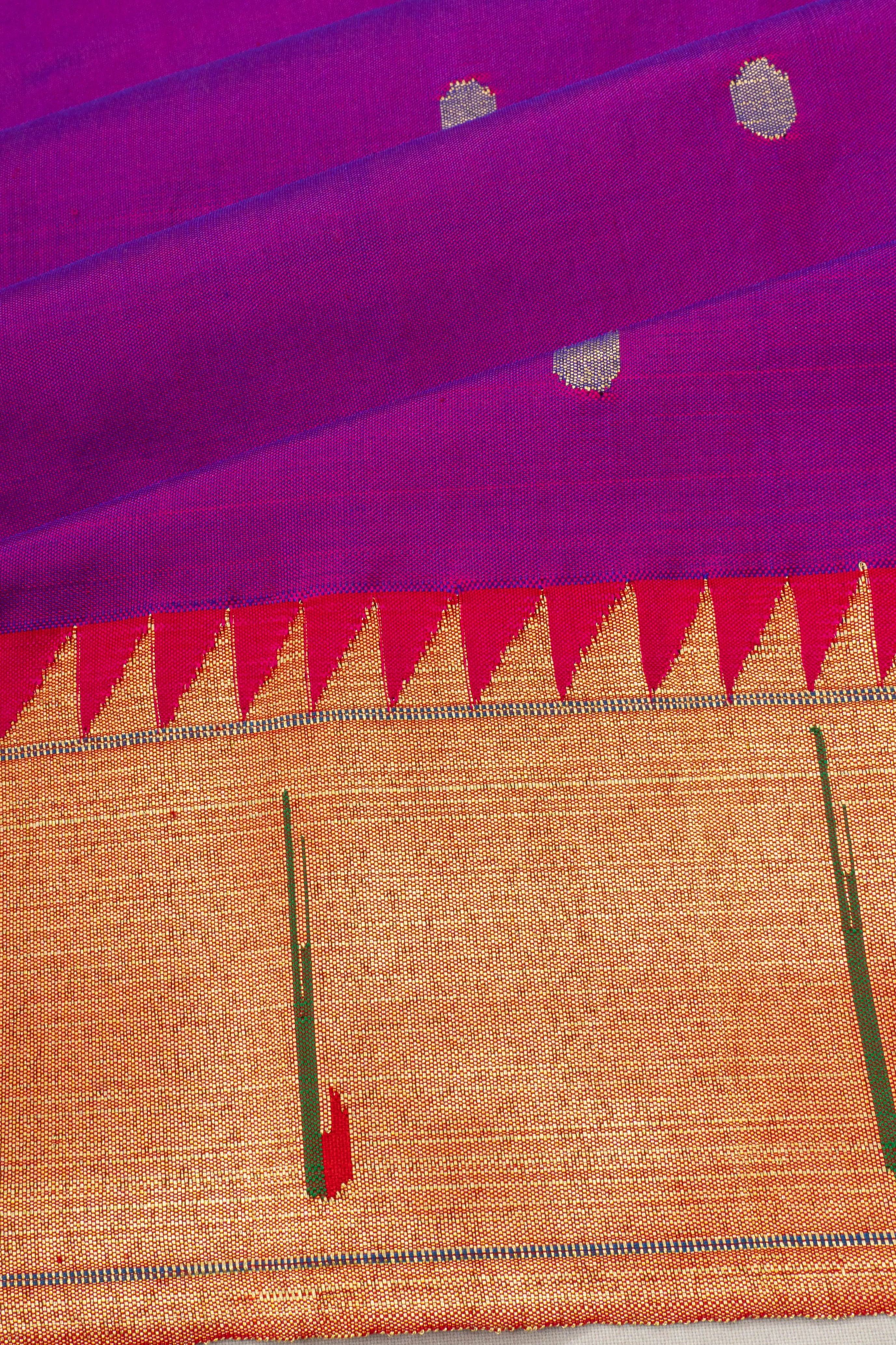 Paithani Silk Butta Purple Saree With Single Muniya Border