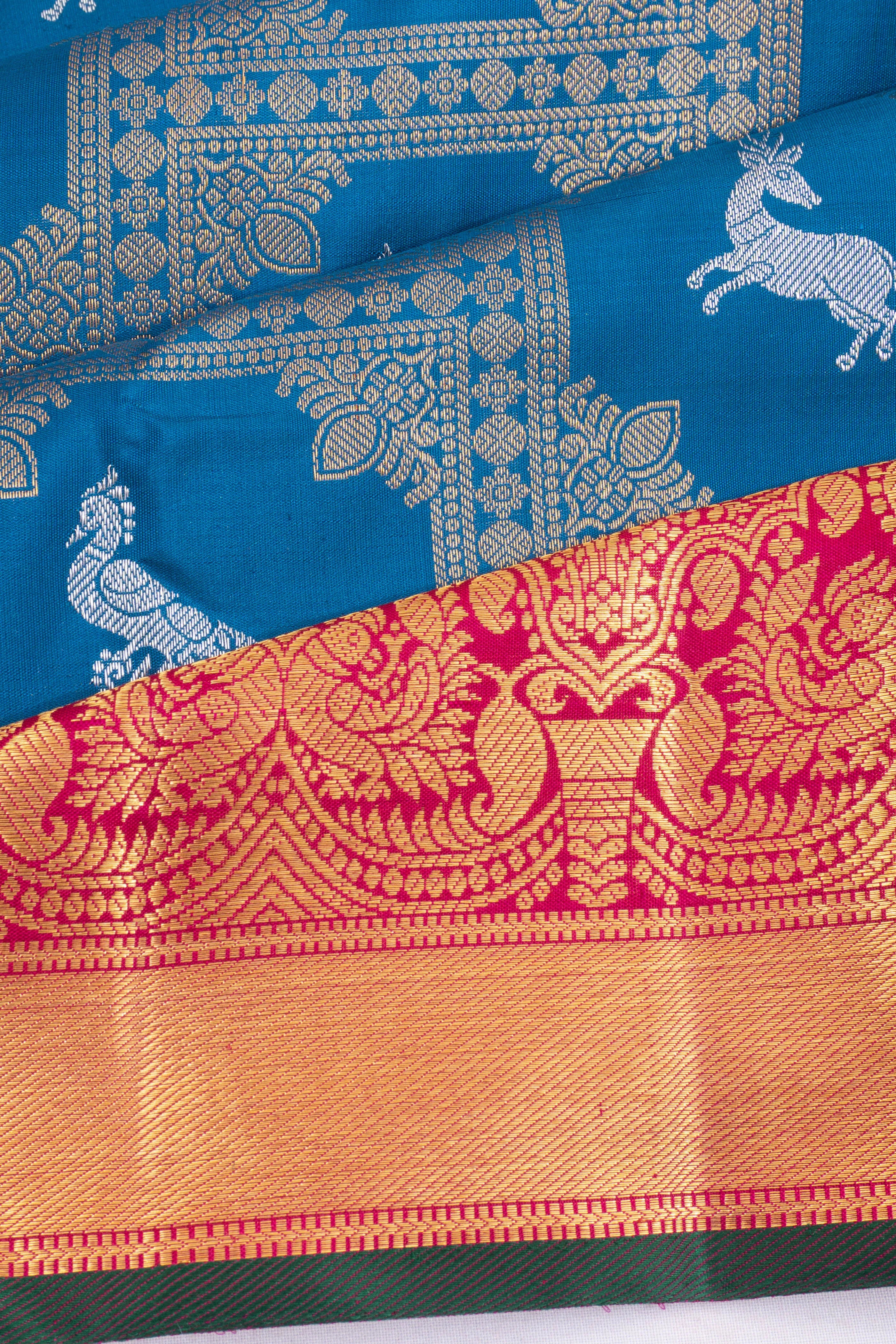 Kanchipuram Silk Brocade Blue Saree