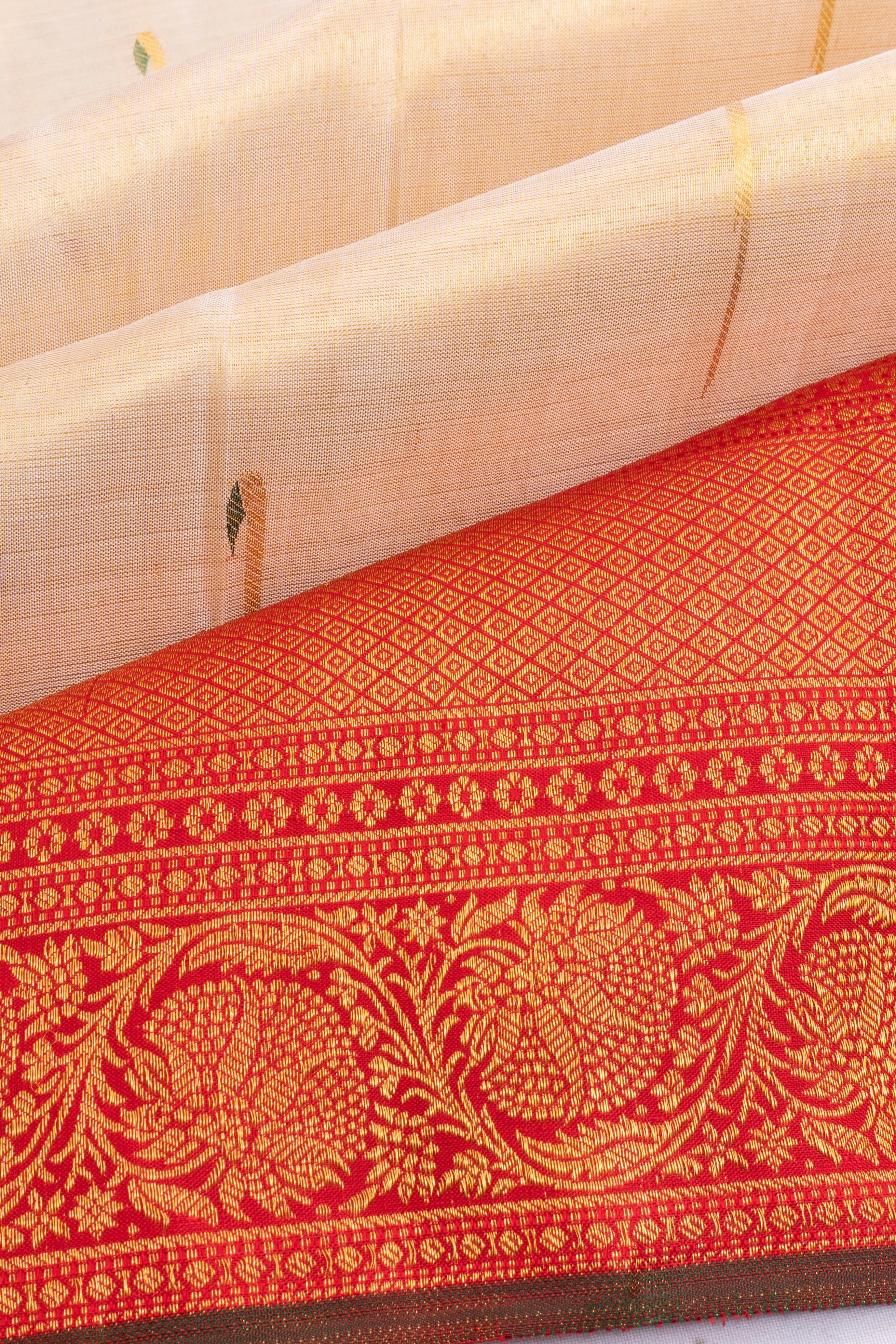 Kanchipuram Silk Butta Cream Saree