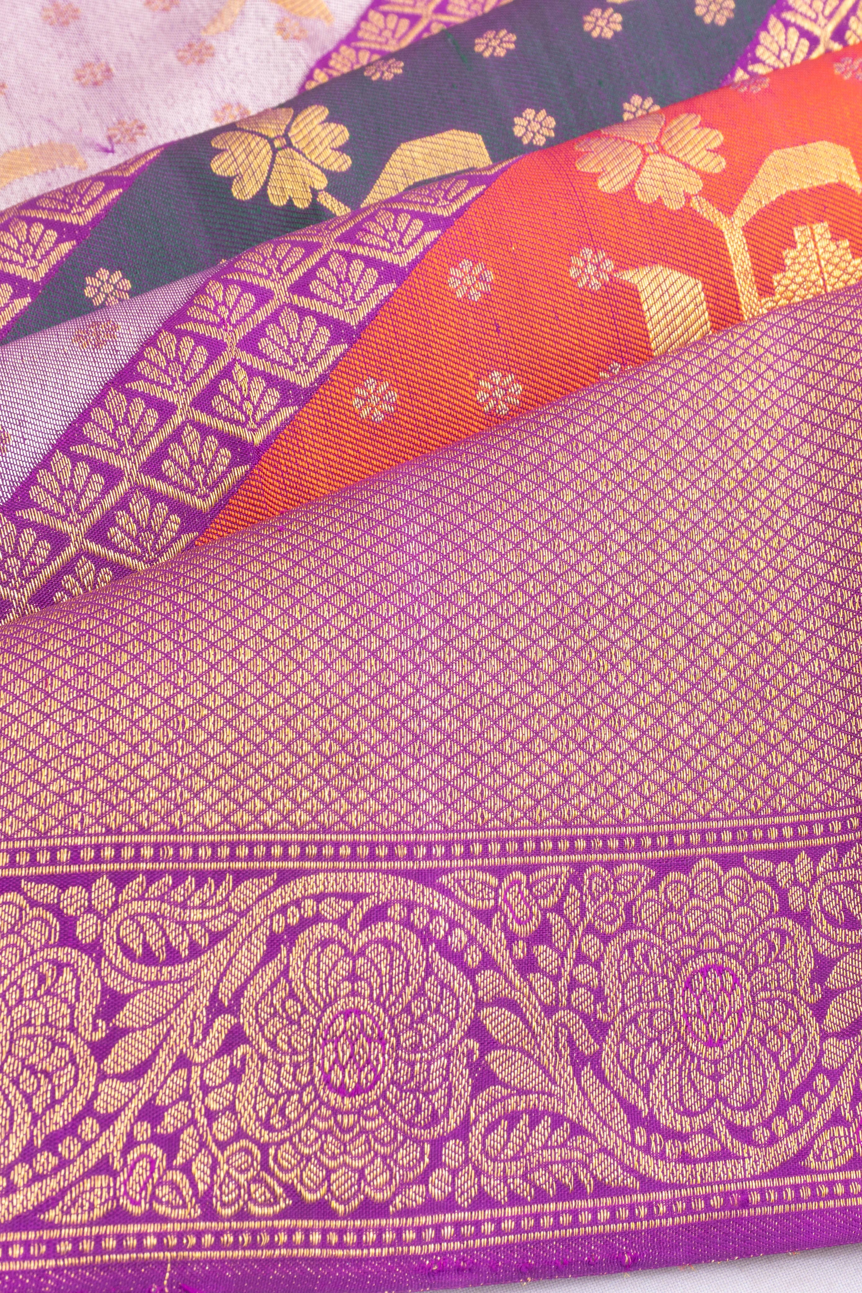 Kanchipuram Silk Brocade Rangkat Lavender Saree