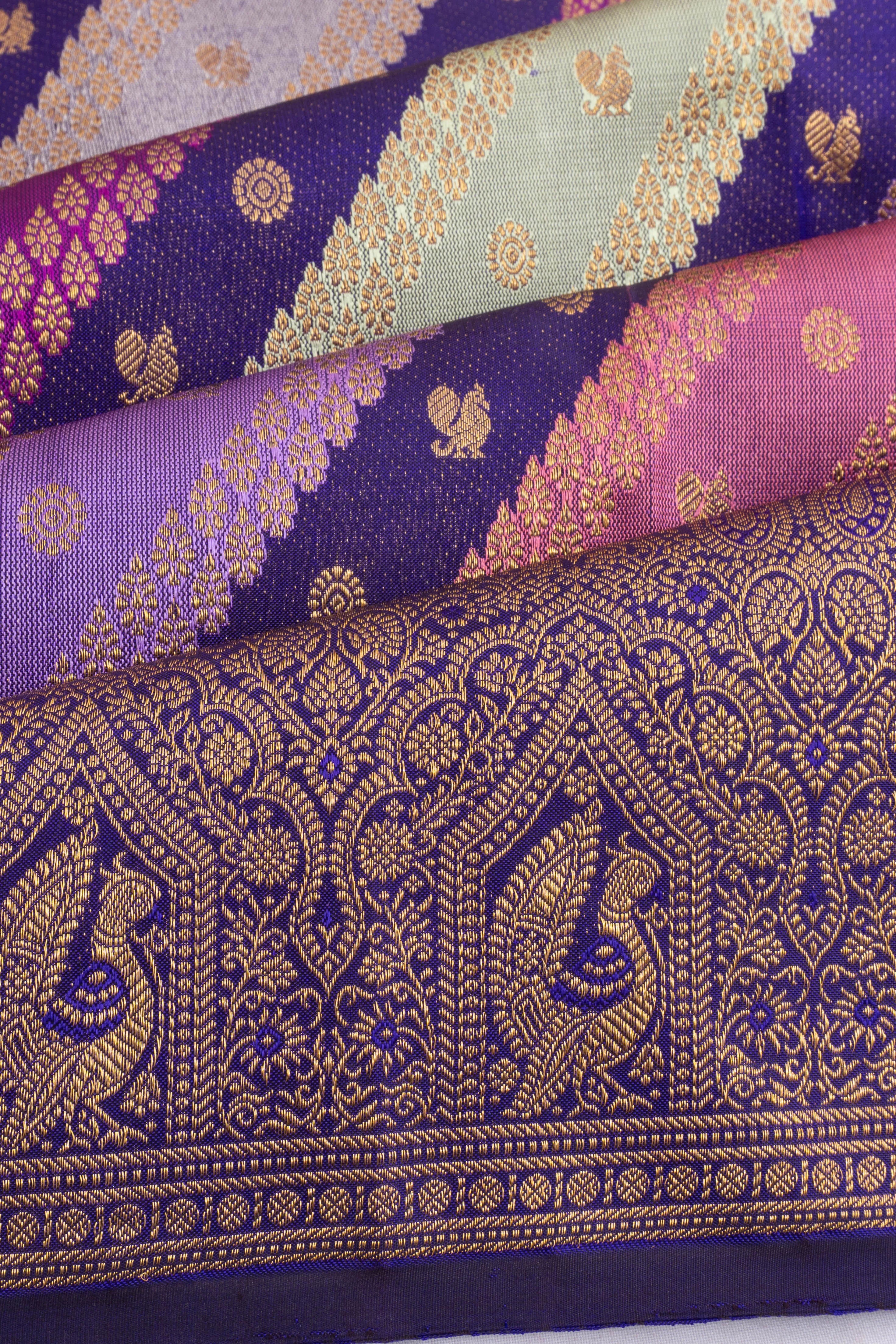Kanchipuram Silk Brocade Rangkat Blue Saree