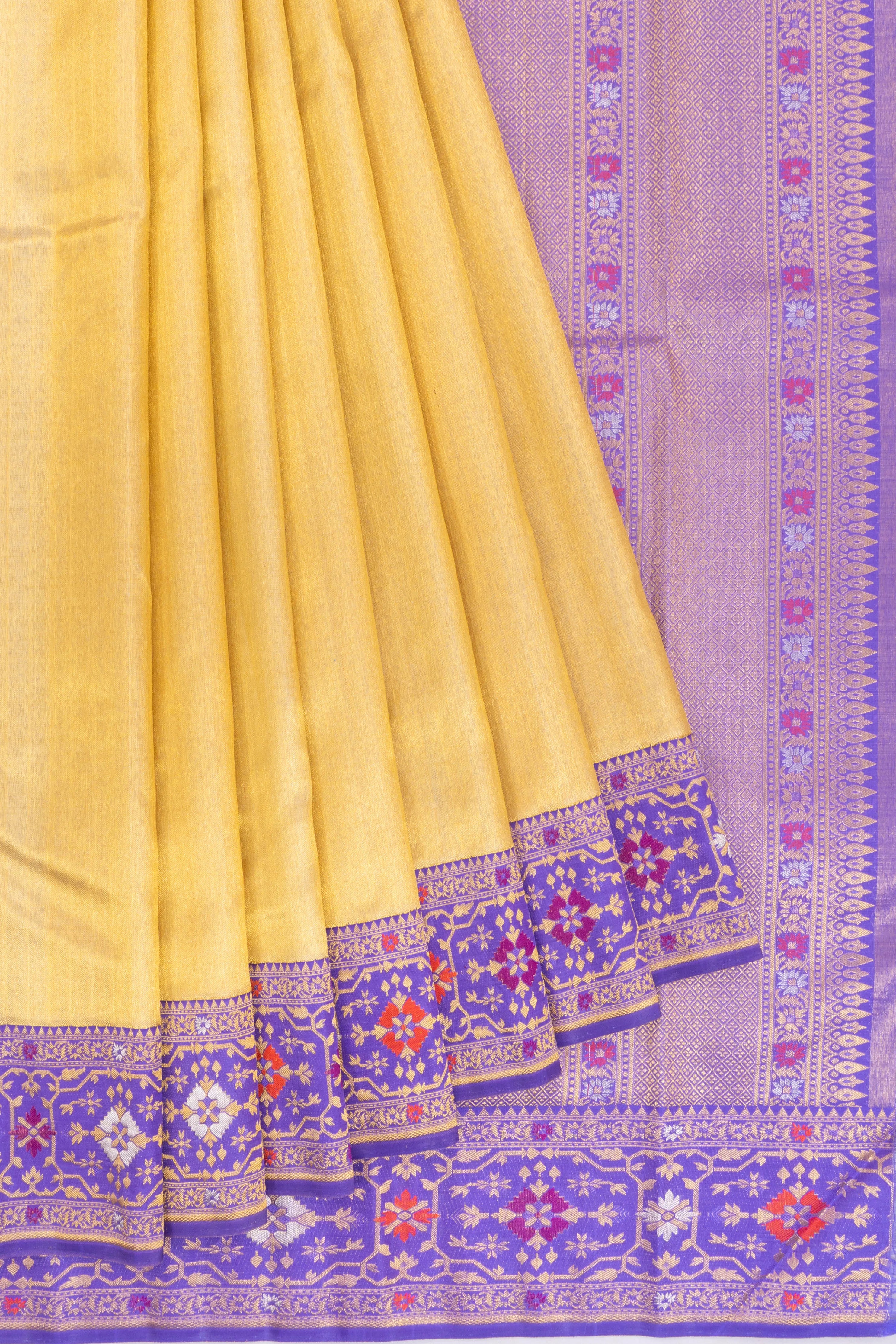Kanchipuram Silk Brocade Yellow Saree