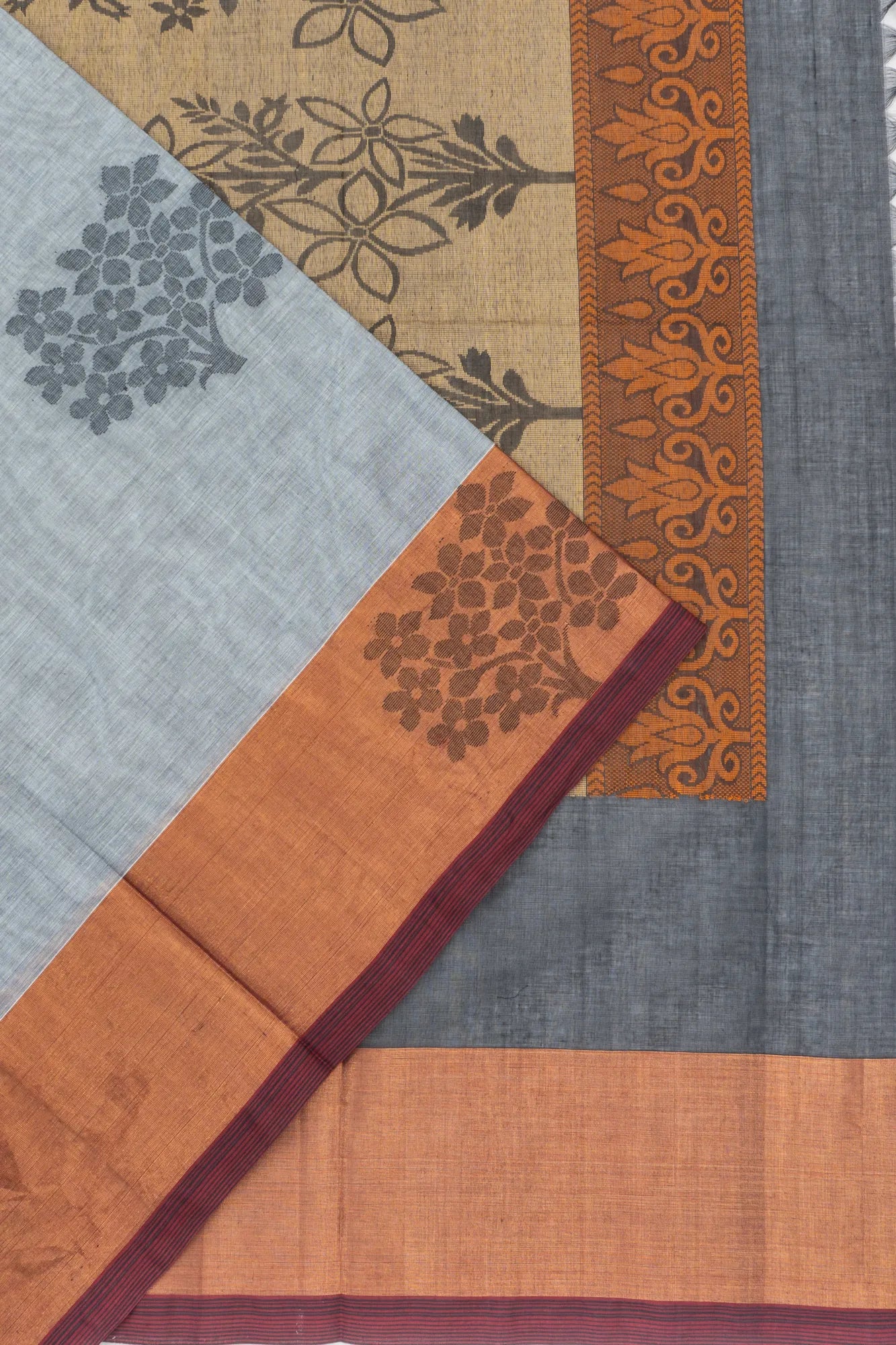 Chettinad Cotton Butta Grey Saree