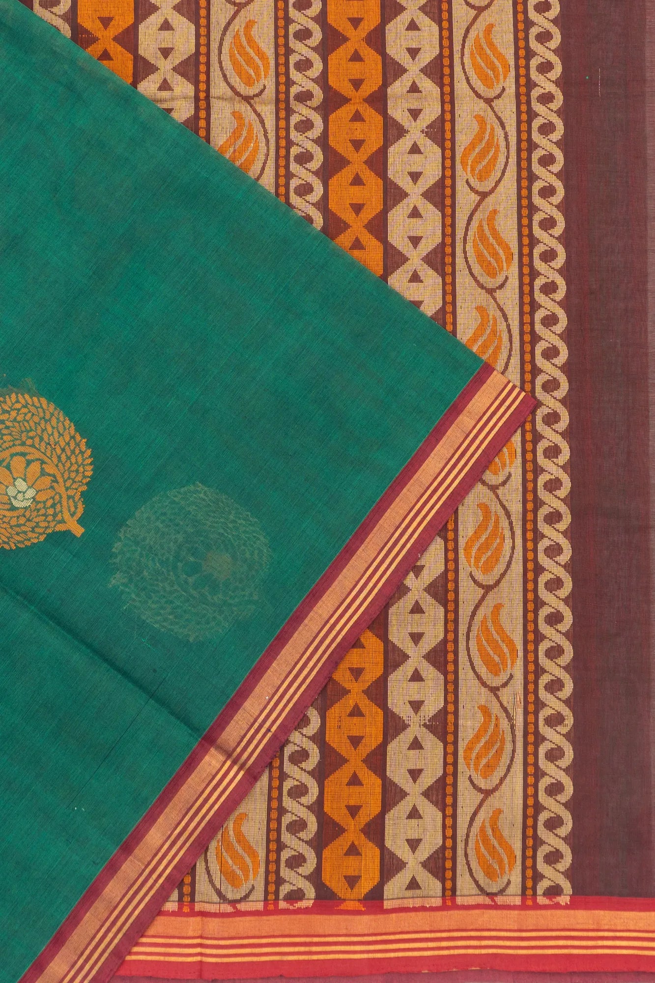 Chettinad Cotton Butta Green Saree