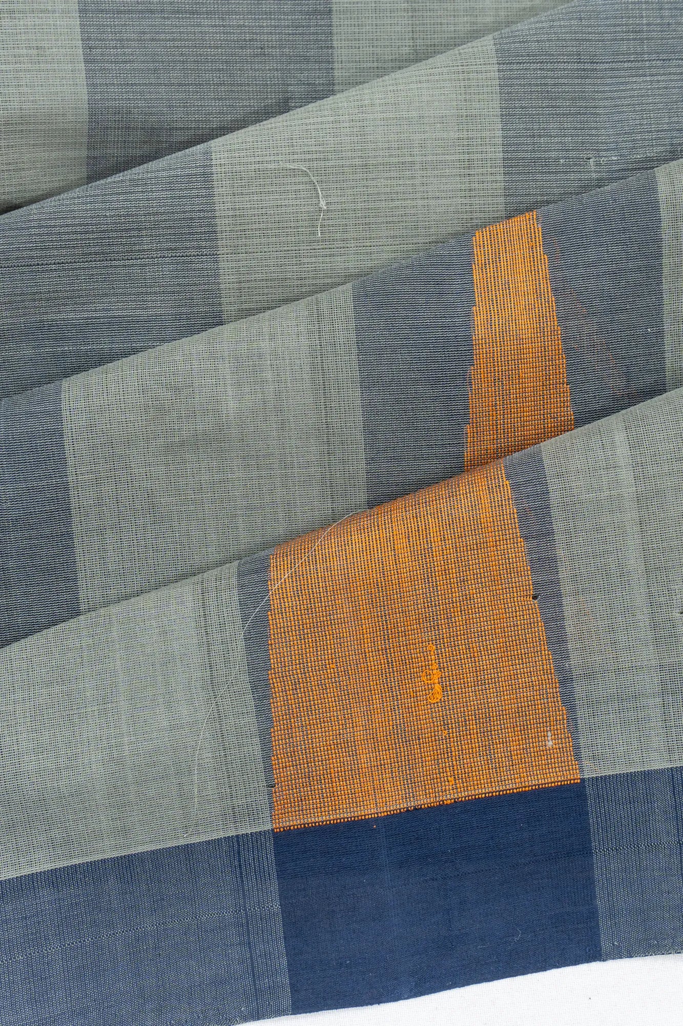 Chettinad Cotton Stripes And Butta Grey Saree