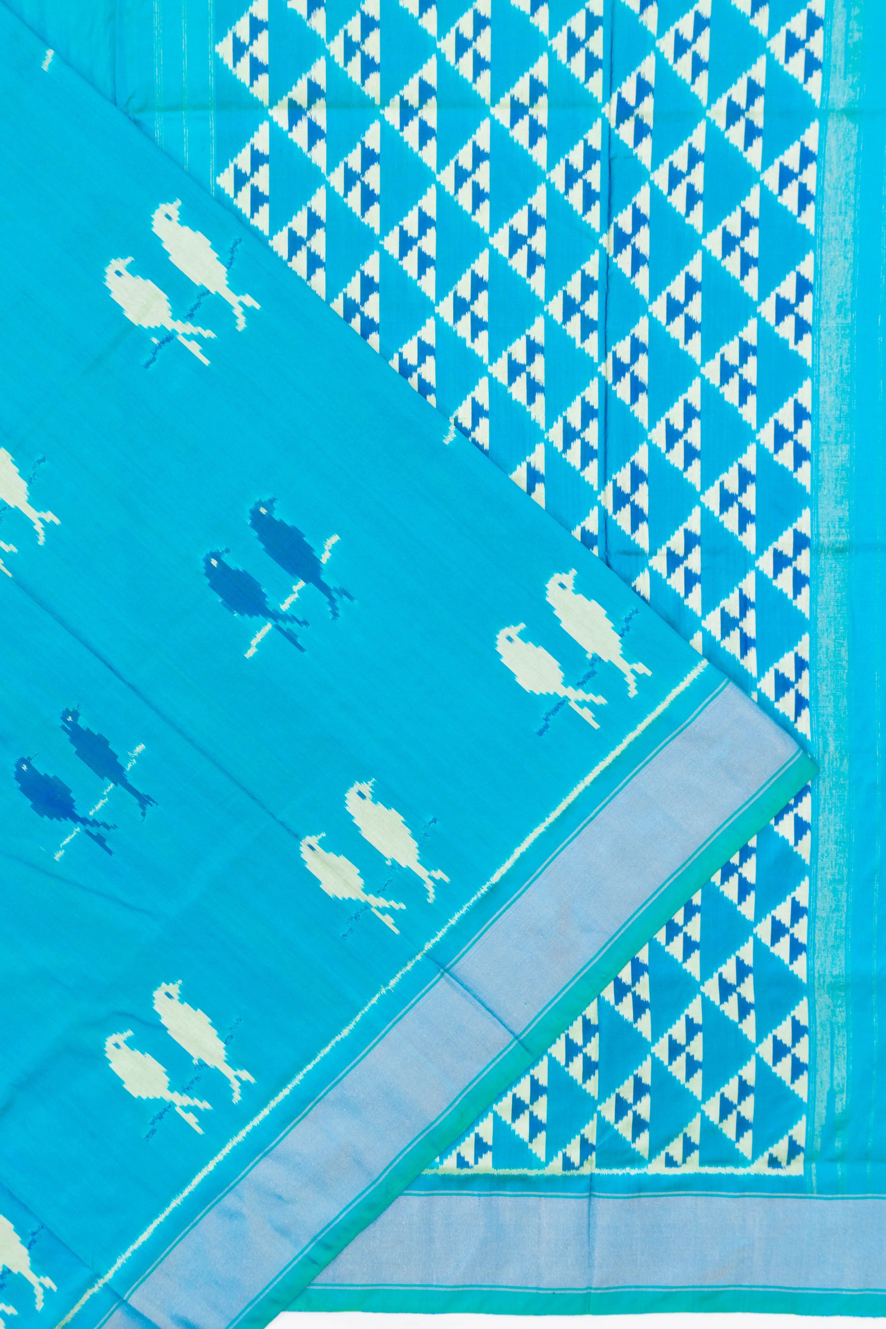 Pochampally Silk Ikat Sky Blue Saree