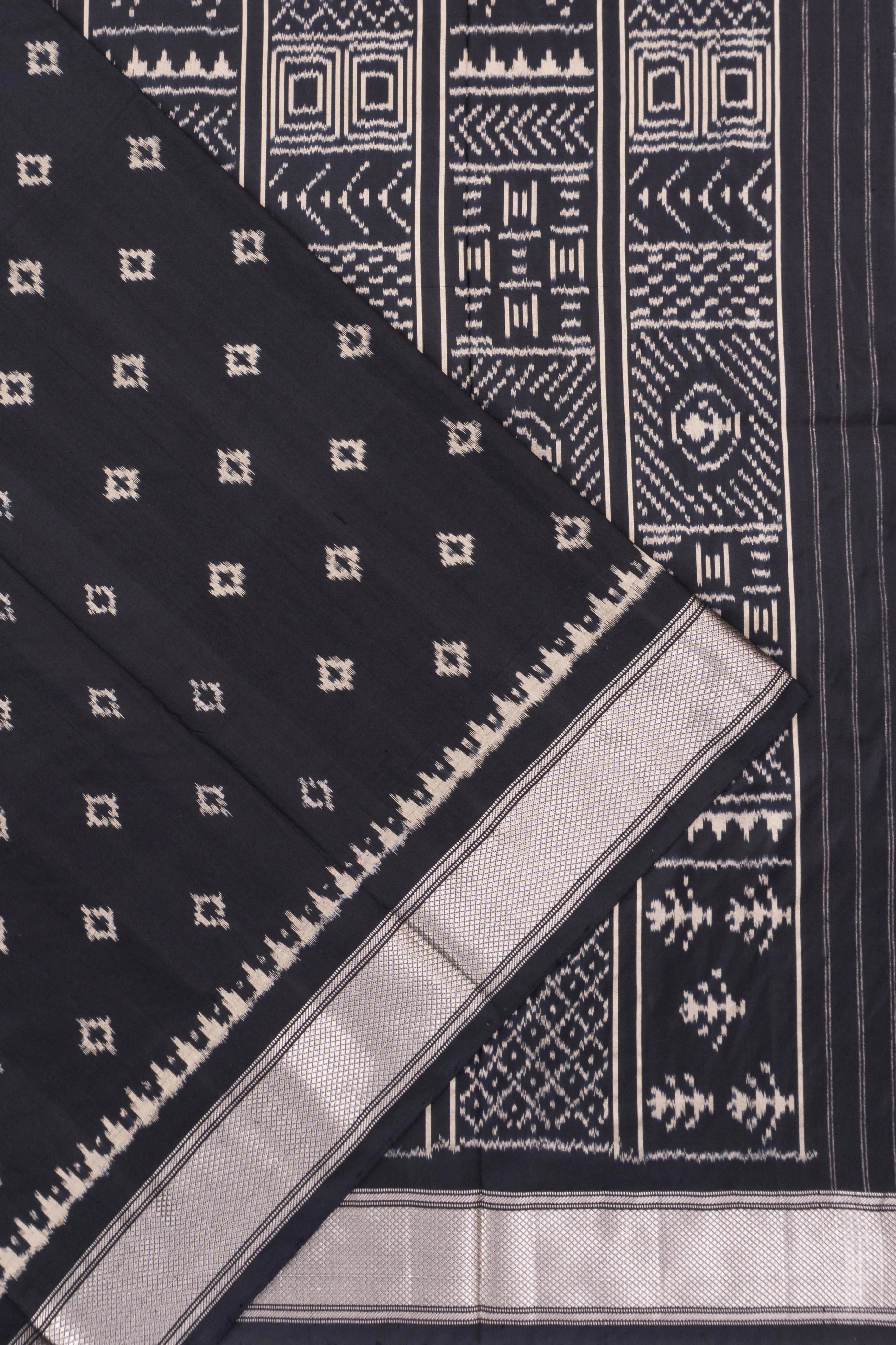 Pochampally Silk Ikat Sky Black Saree