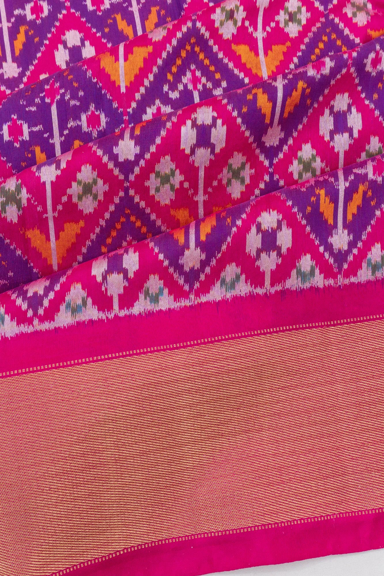 Pochampally Silk Ikat Pink And Blue Saree