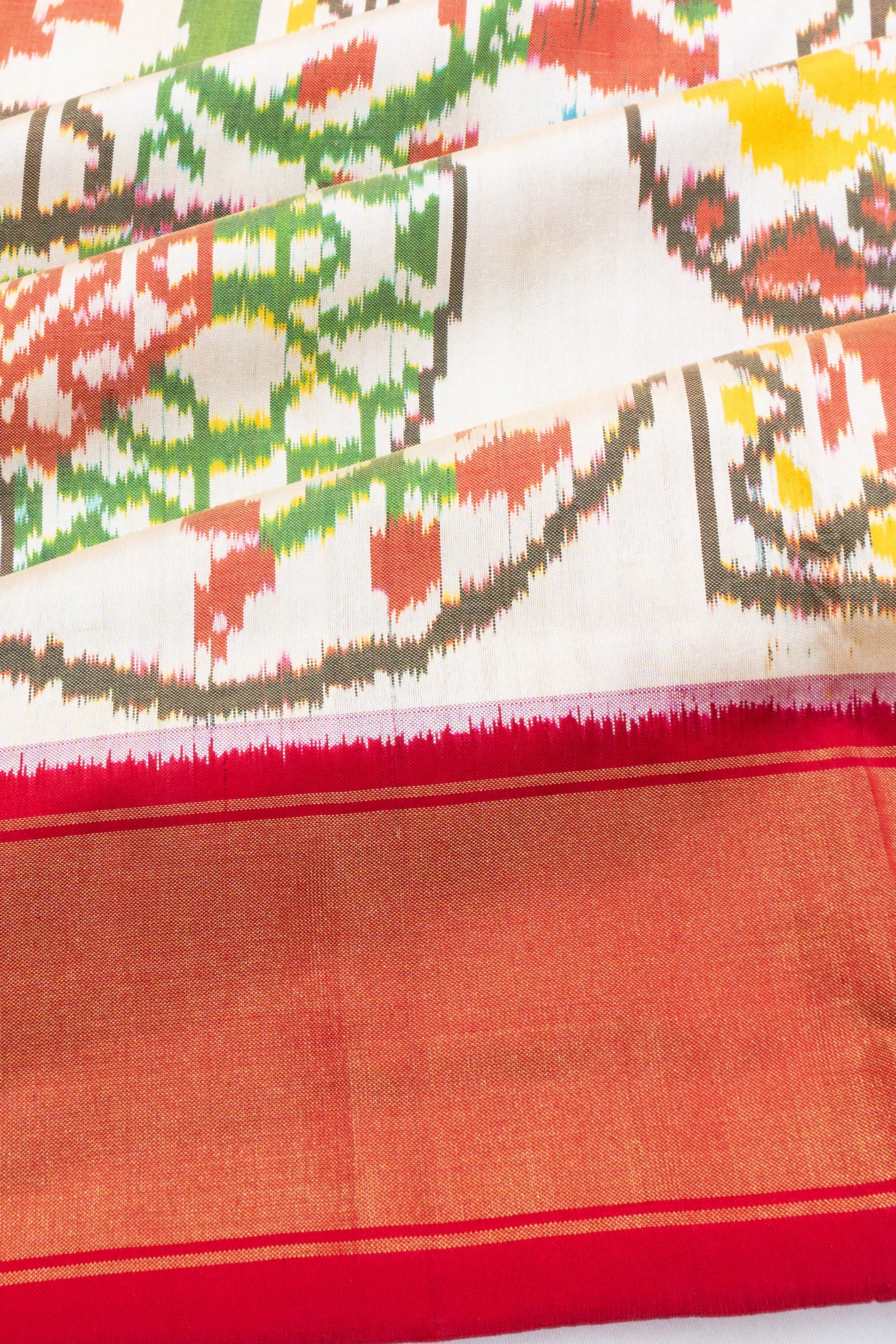 Pochampally Silk Ikat White Saree