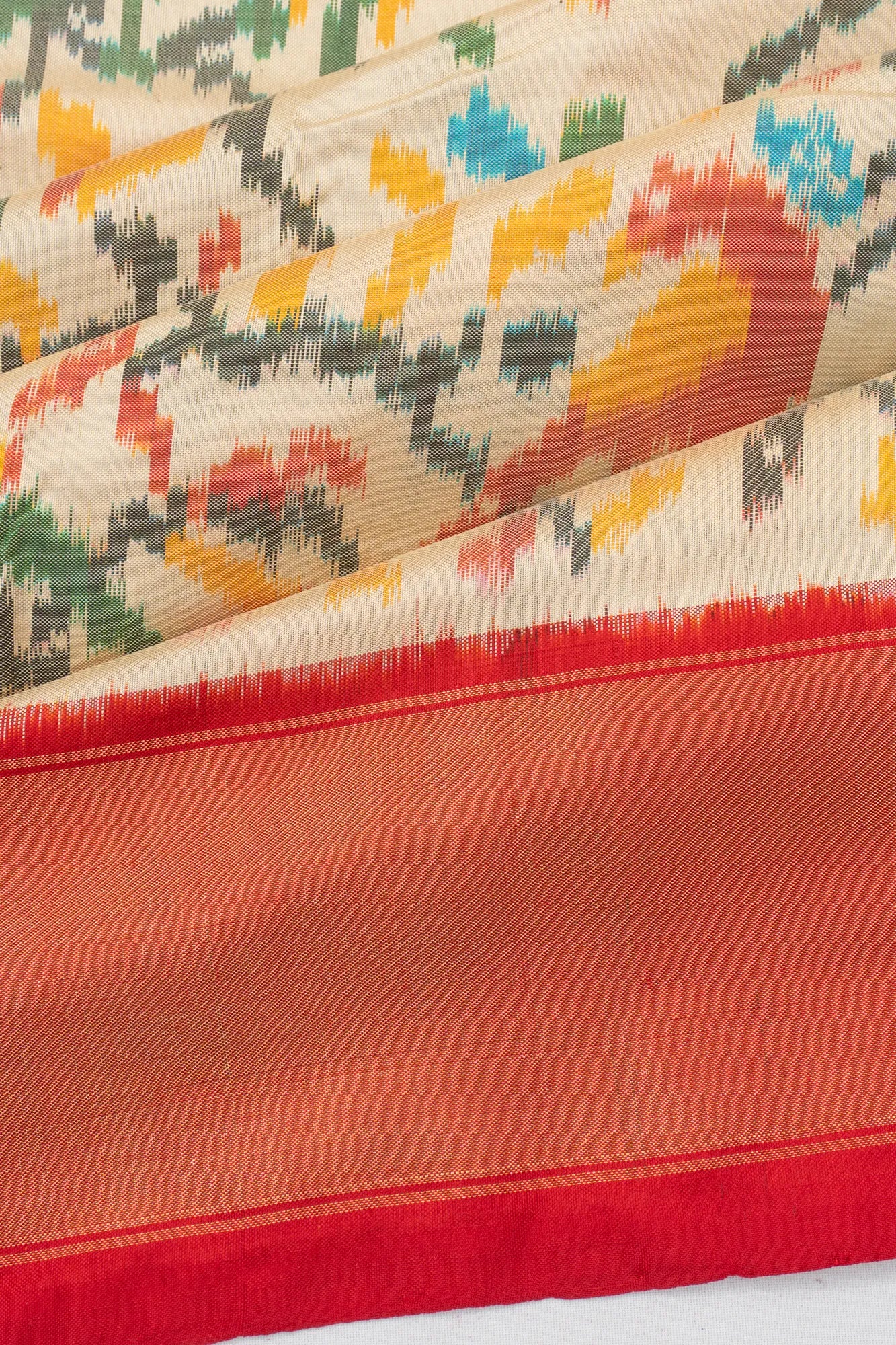 Pochampally Silk Ikat Cream Saree