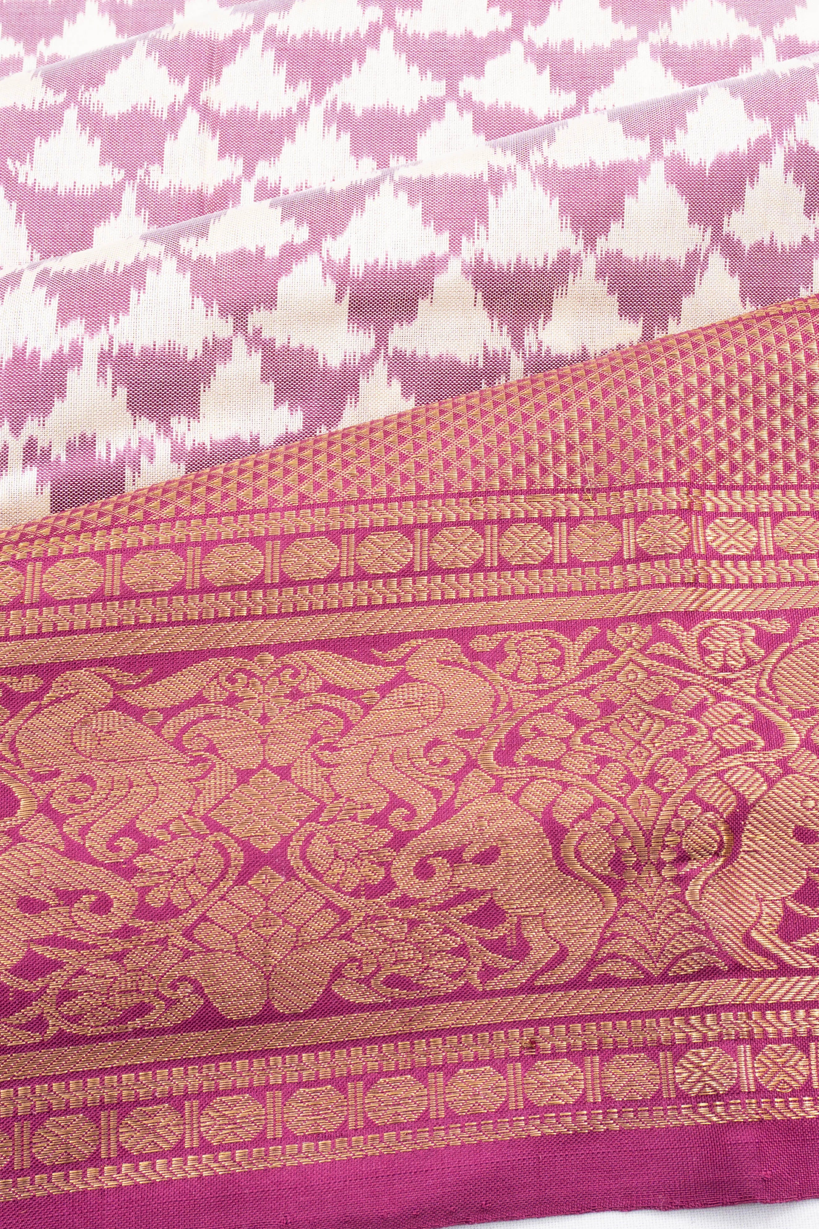 Kanchipuram Silk Ikat White Saree