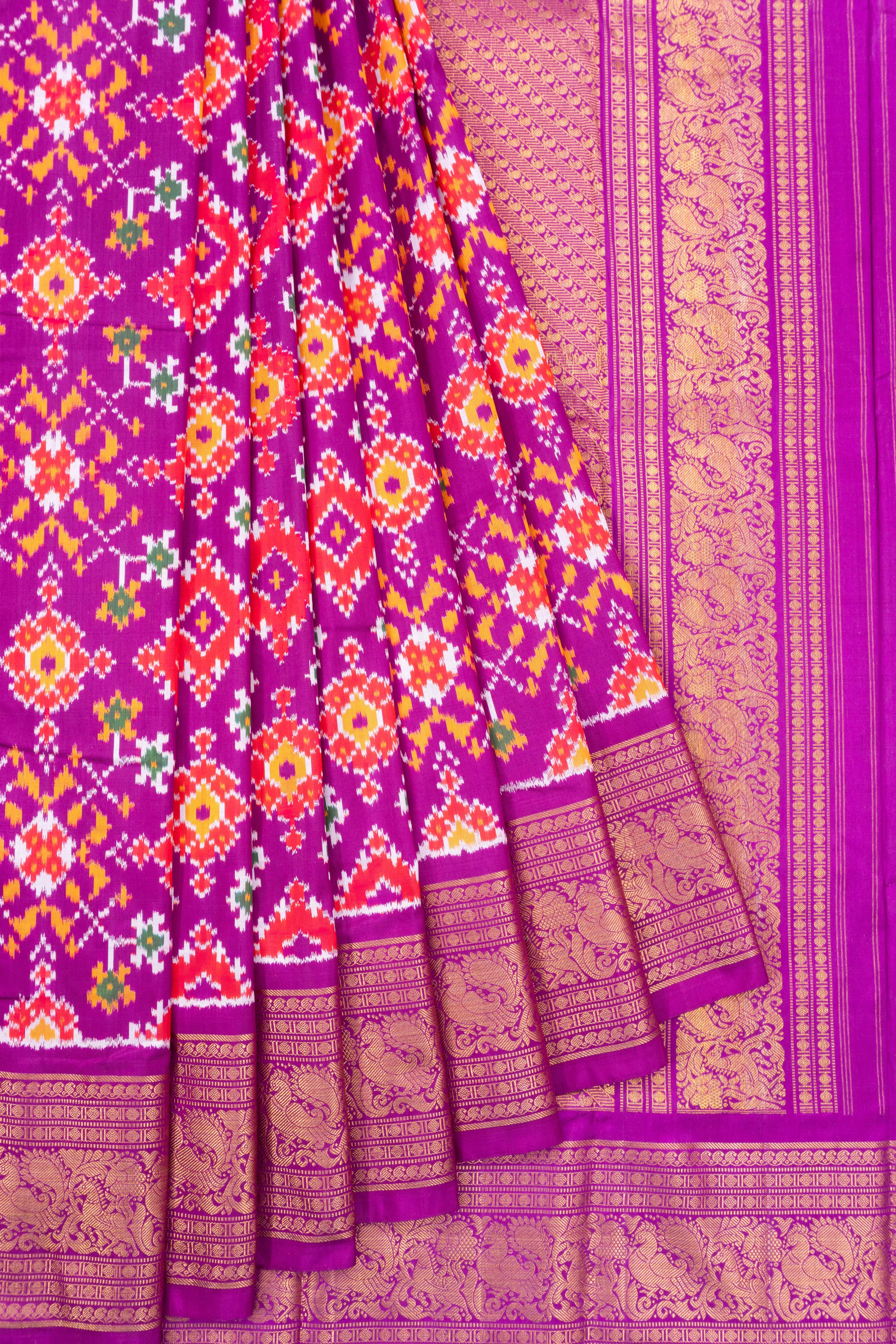 Kanchipuram Silk Ikat Purple Saree