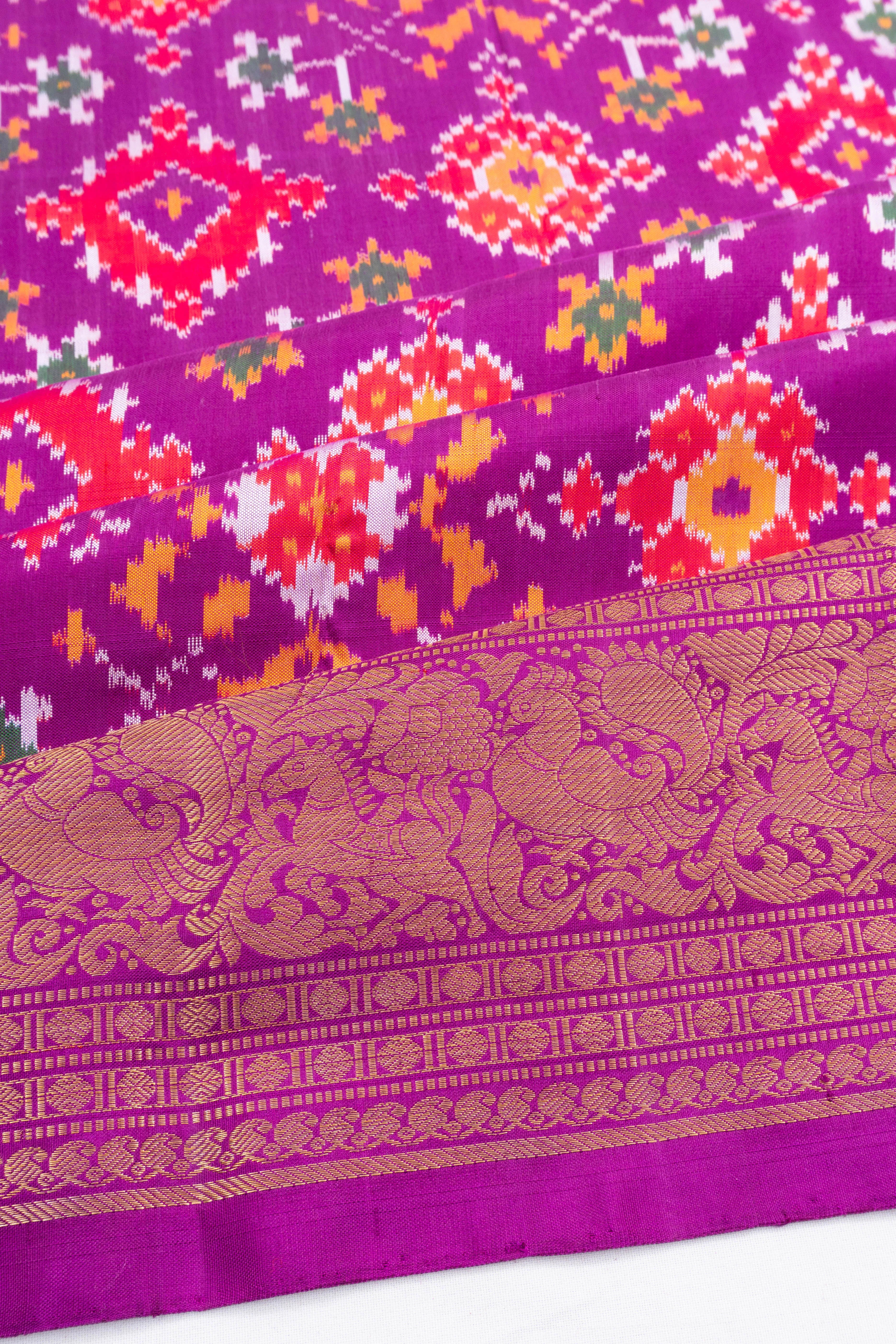 Kanchipuram Silk Ikat Purple Saree