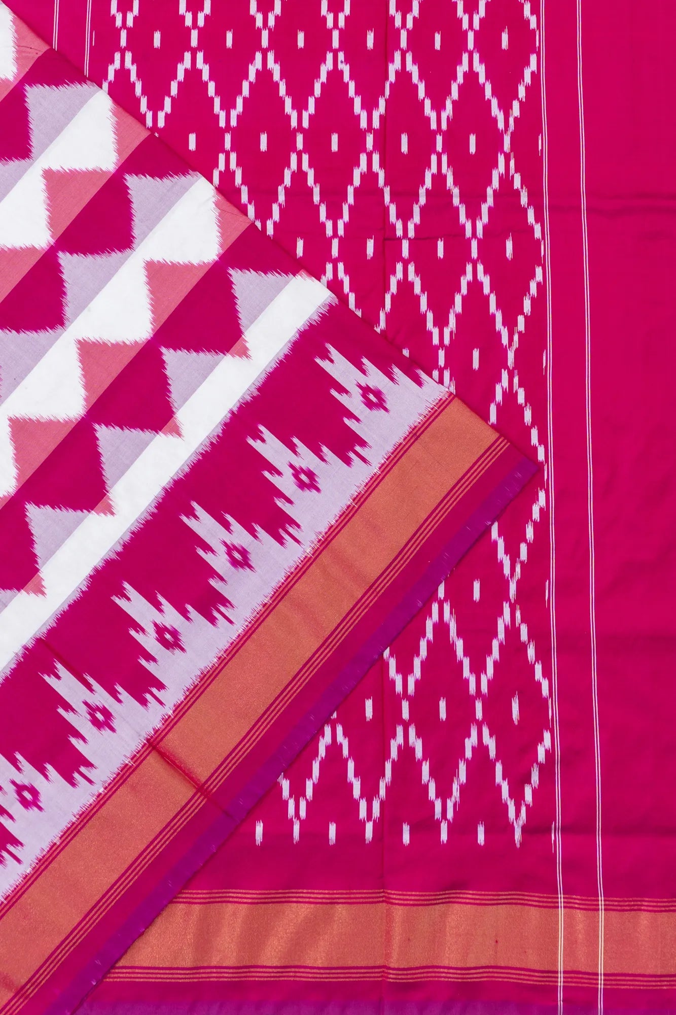 Pochampally Silk Ikat White Saree