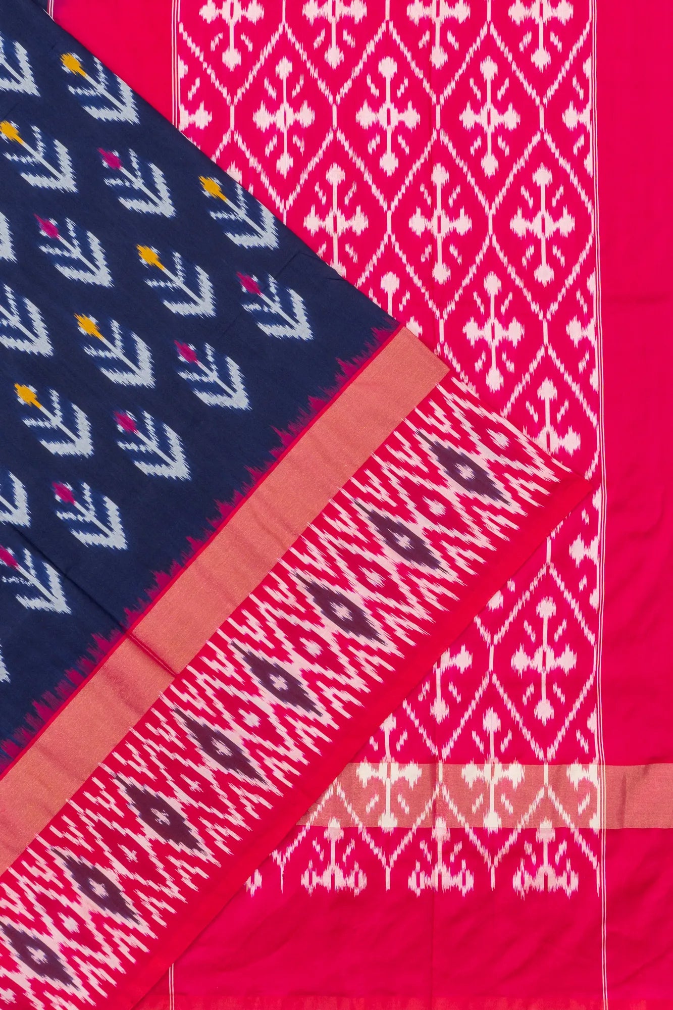 Pochampally Silk Ikat Dark Blue Saree