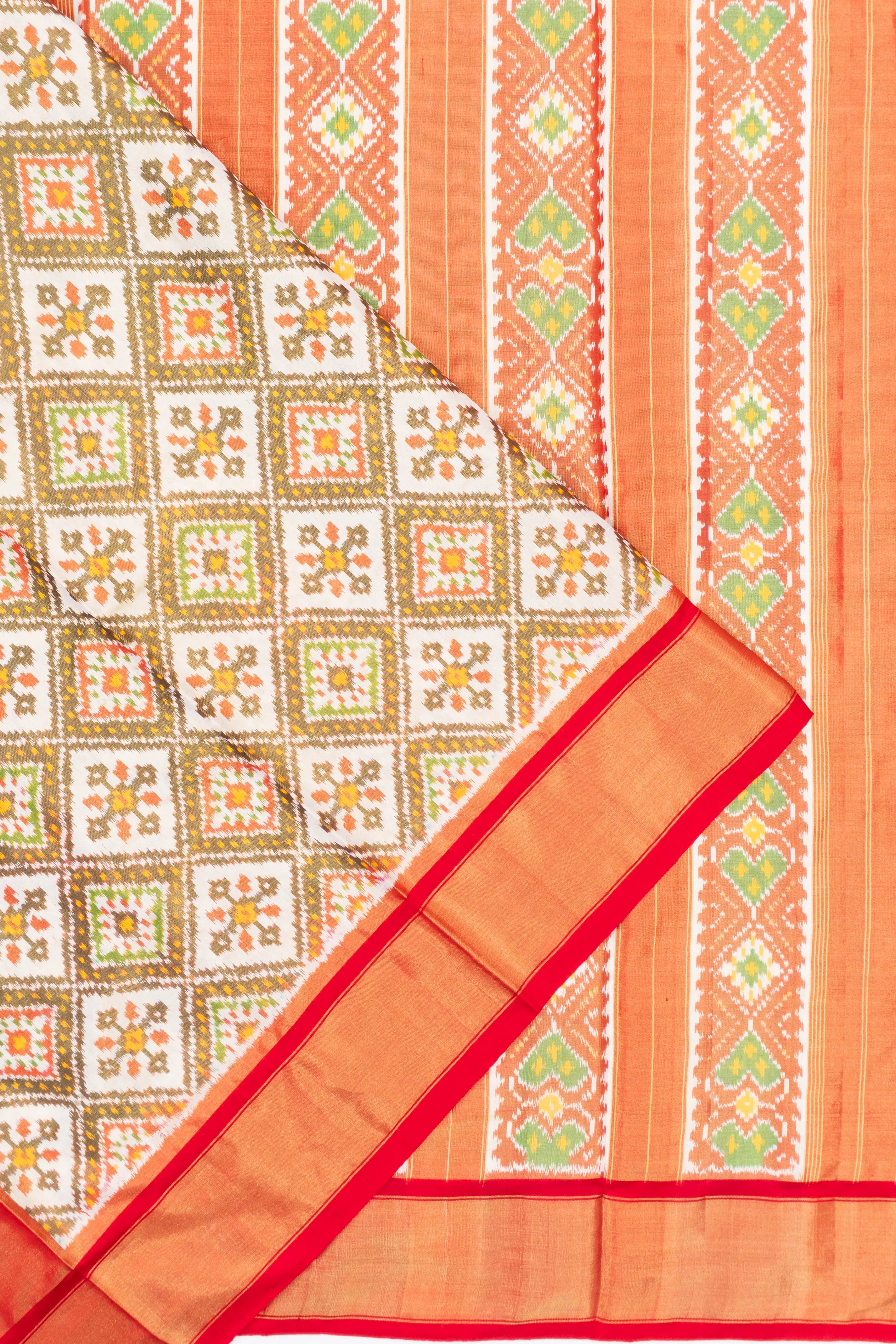 Pochampally Silk Ikat White Saree