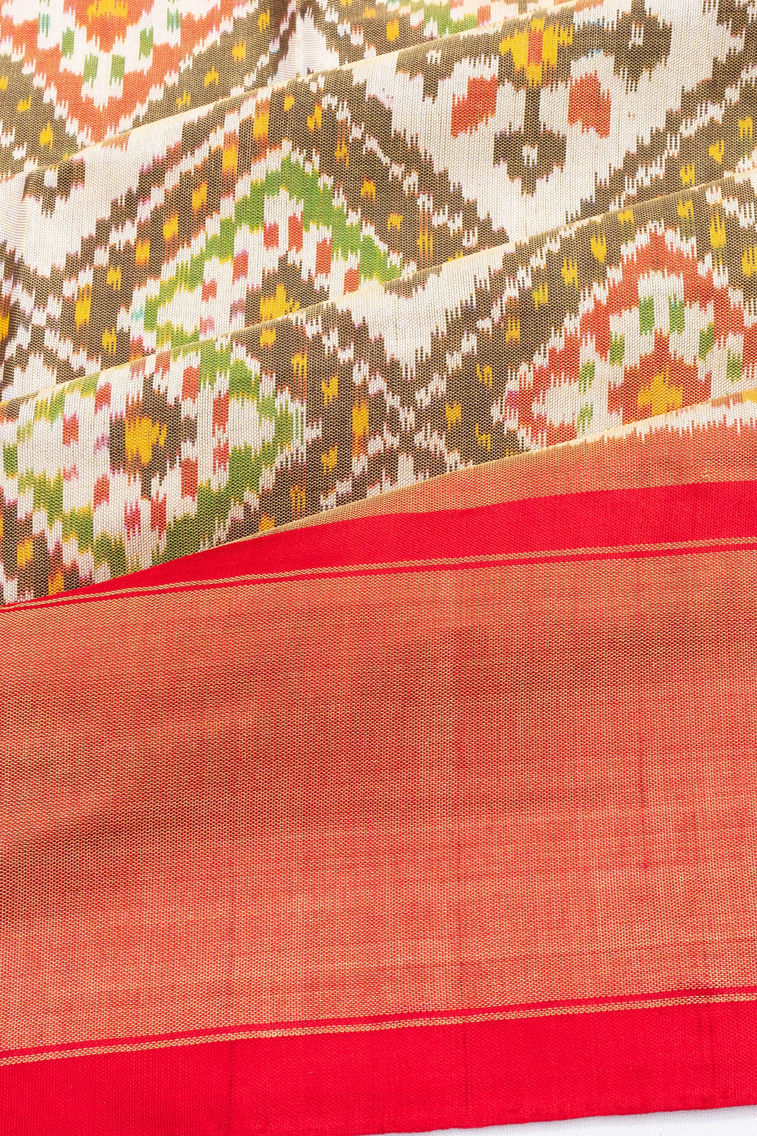Pochampally Silk Ikat White Saree