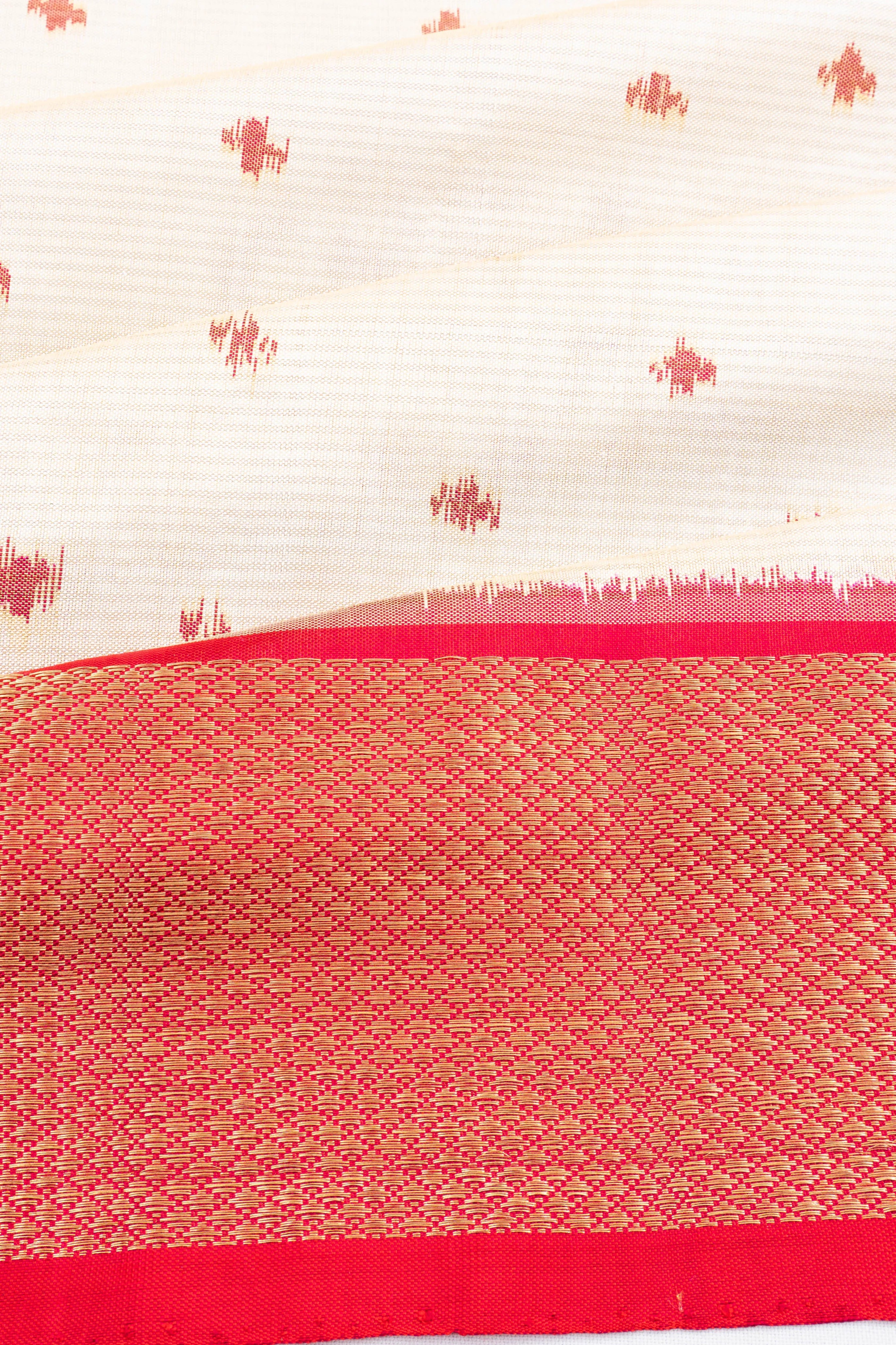 Pochampally Silk Ikat White Saree