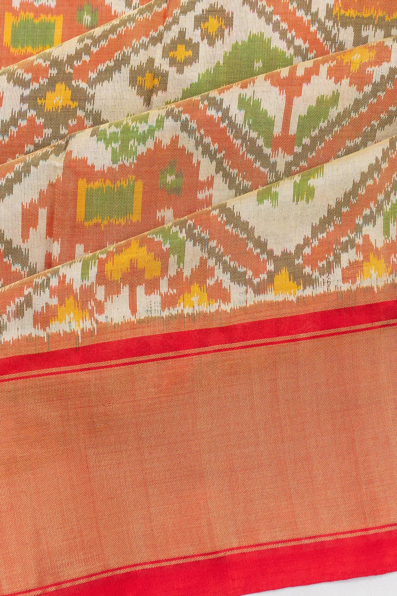 Pochampally Silk Ikat Off White Saree