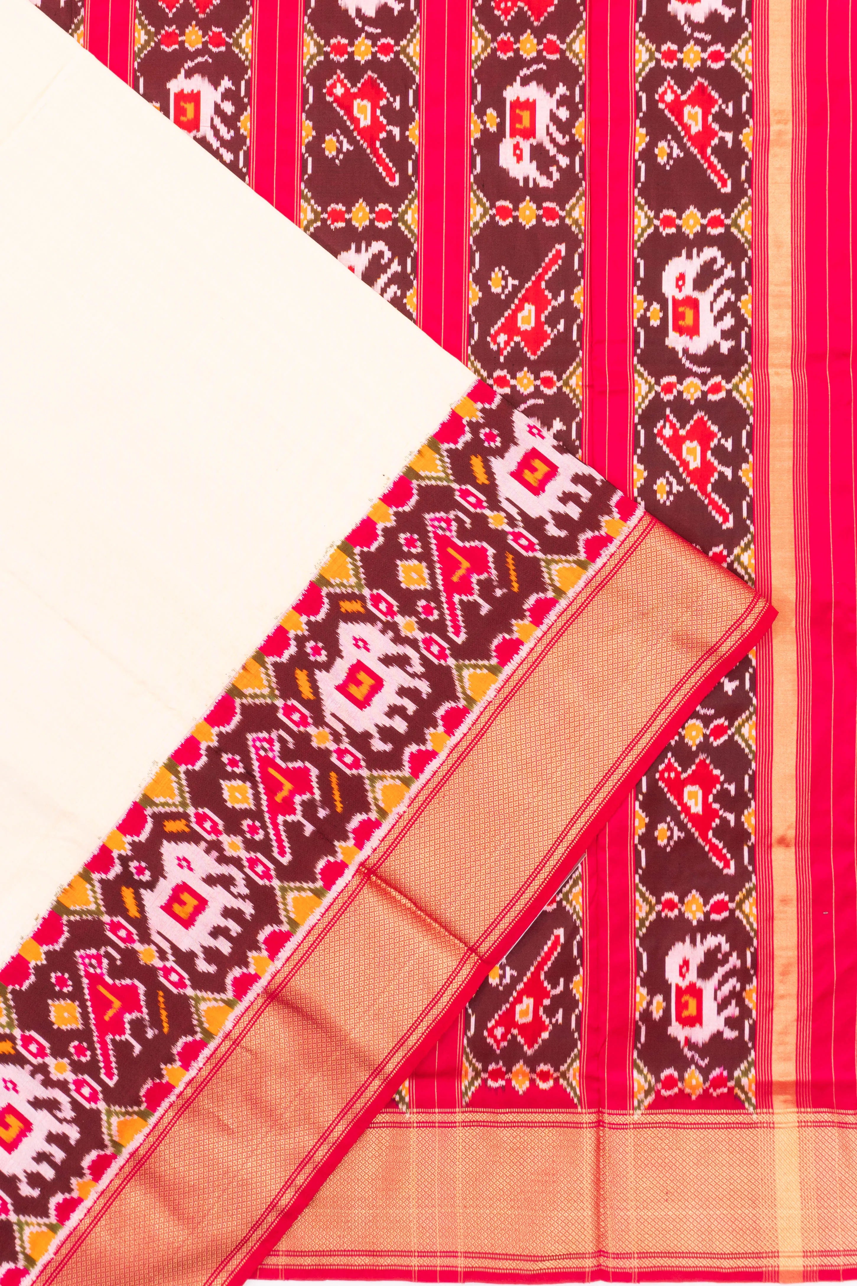 Pochampally Silk Ikat White Saree
