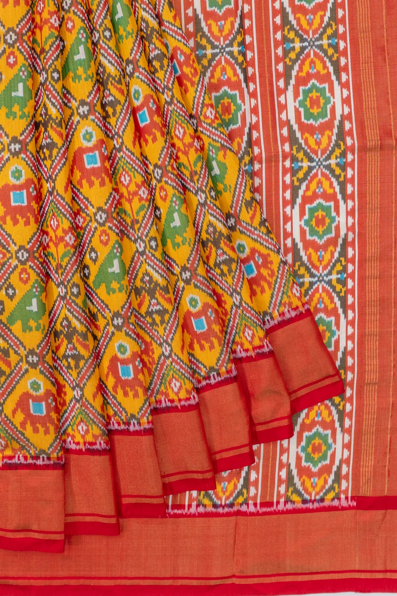 Pochampally Silk Ikat Yellow Saree