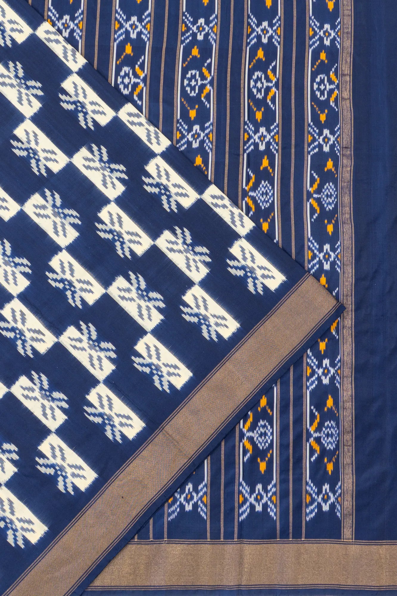 Pochampally Silk Ikat Dark Blue Saree