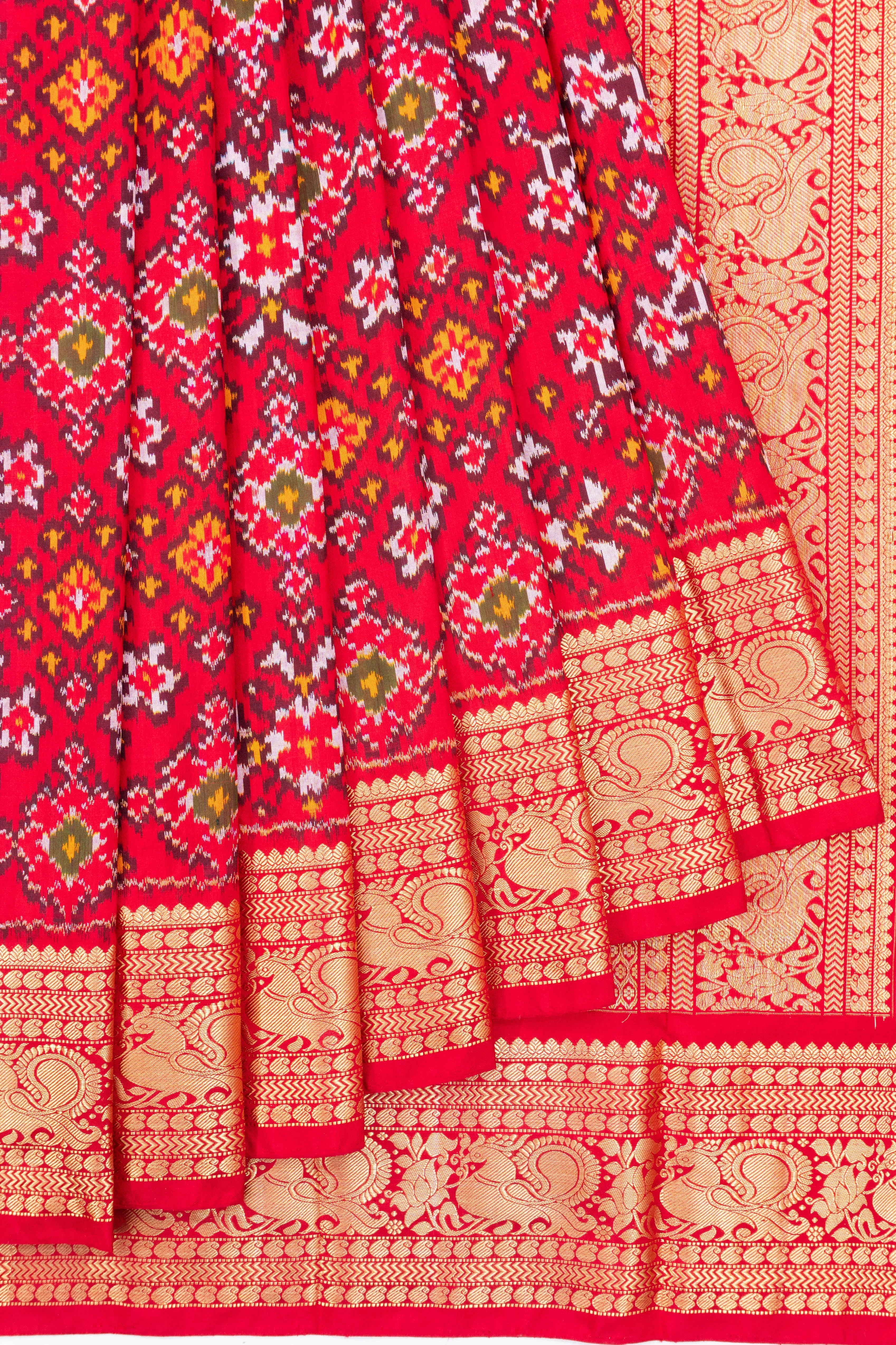 Kanchipuram Silk Ikat Red Saree