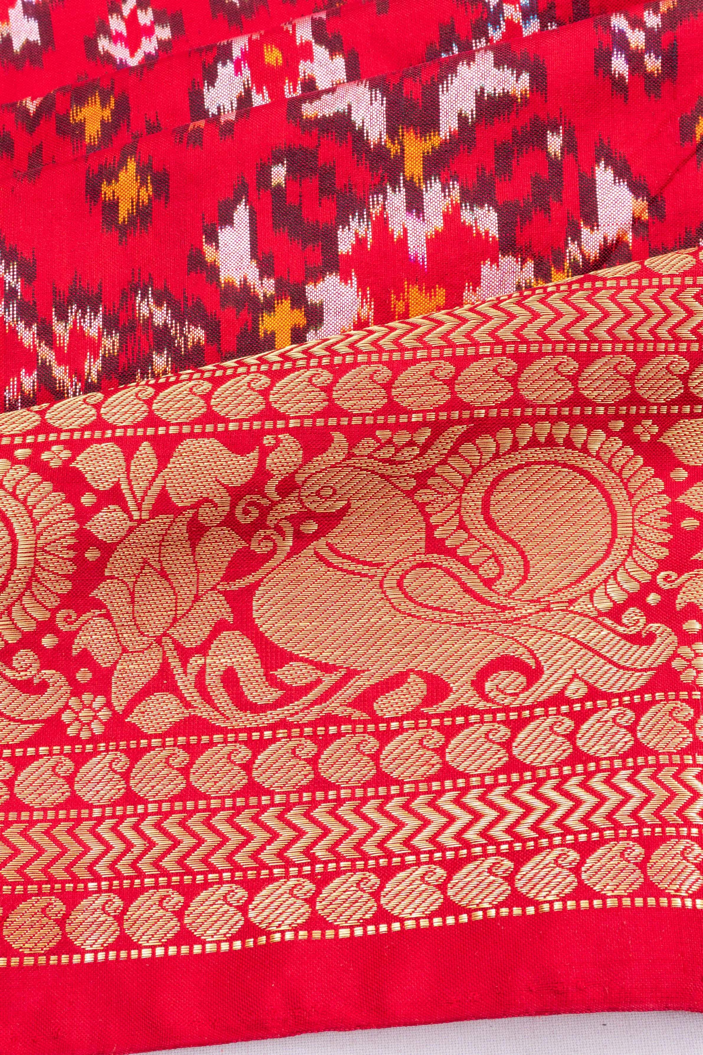 Kanchipuram Silk Ikat Red Saree