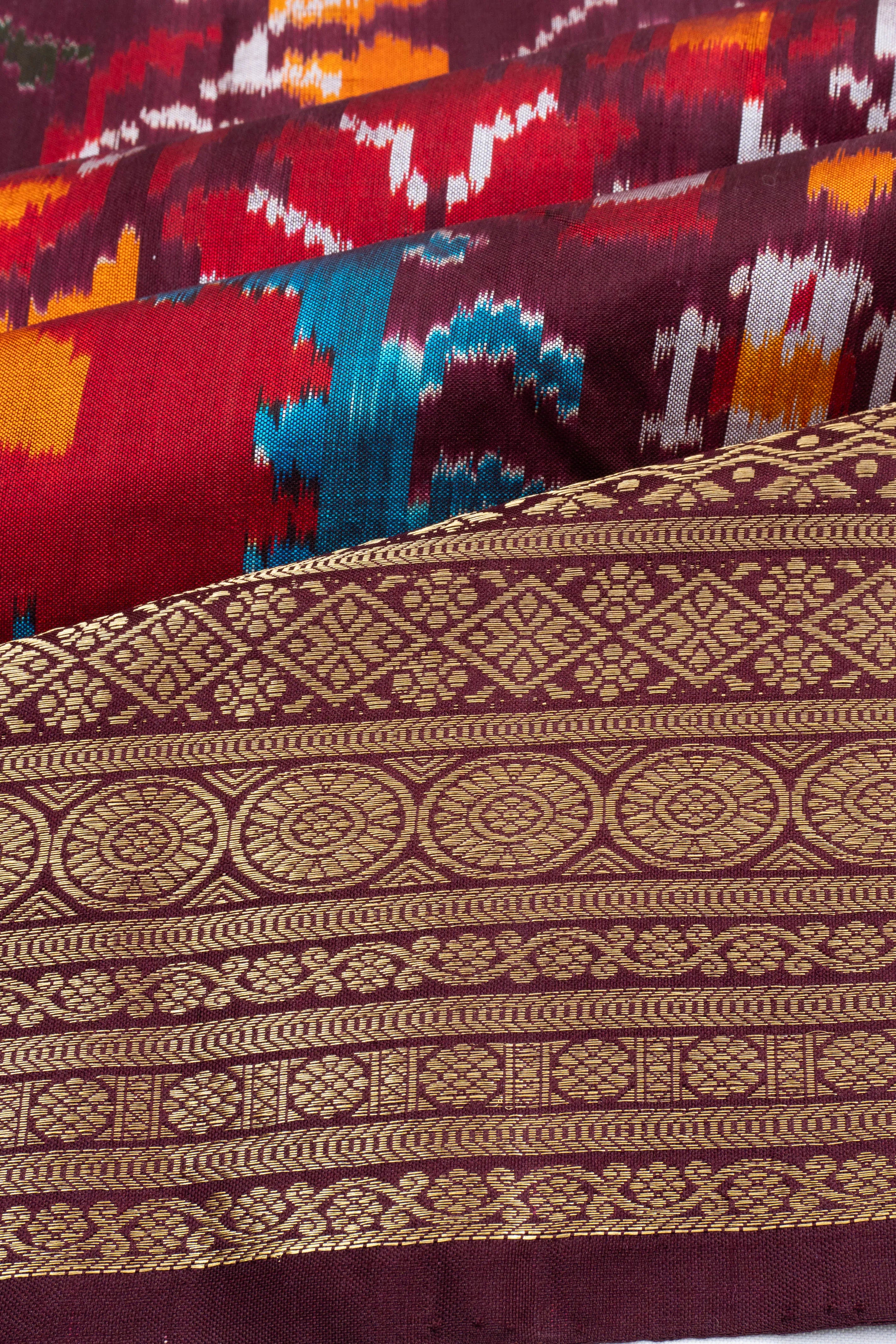 Kanchipuram Silk Ikat Maroon Saree