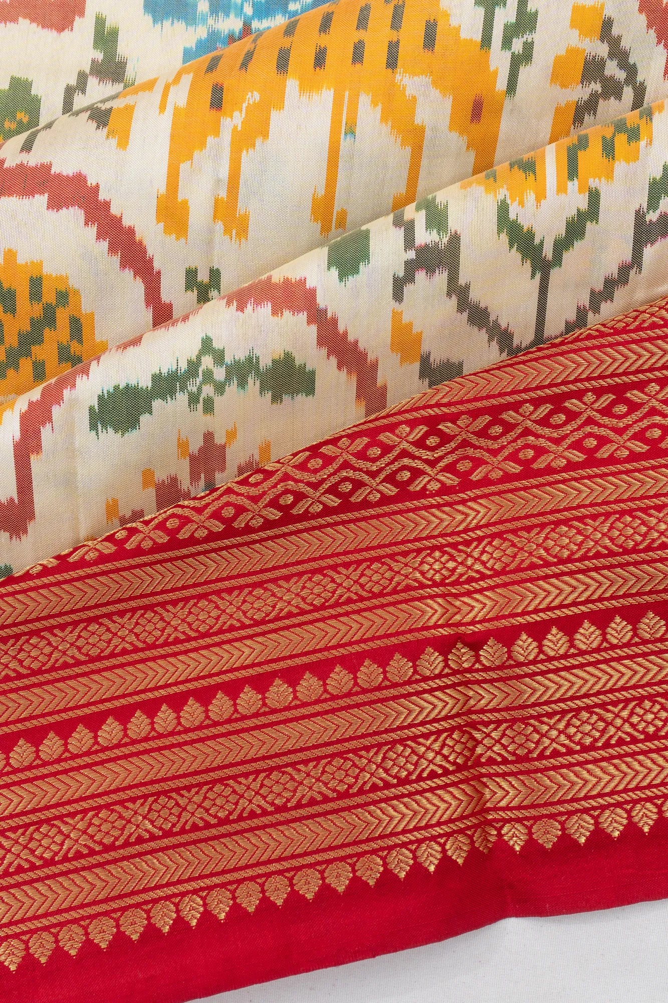Kanchipuram Silk Ikat White Saree