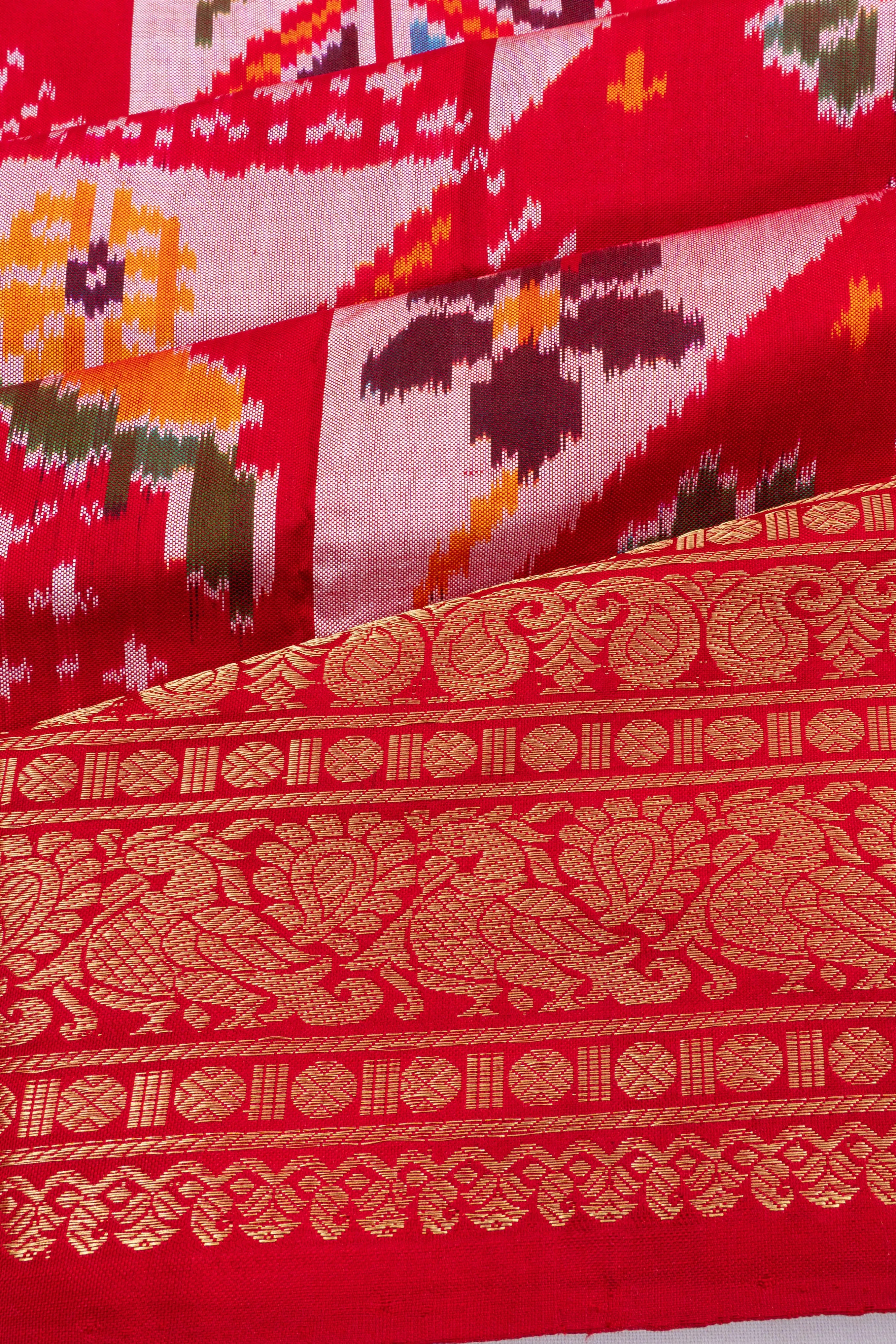 Kanchipuram Silk Ikat Red Saree