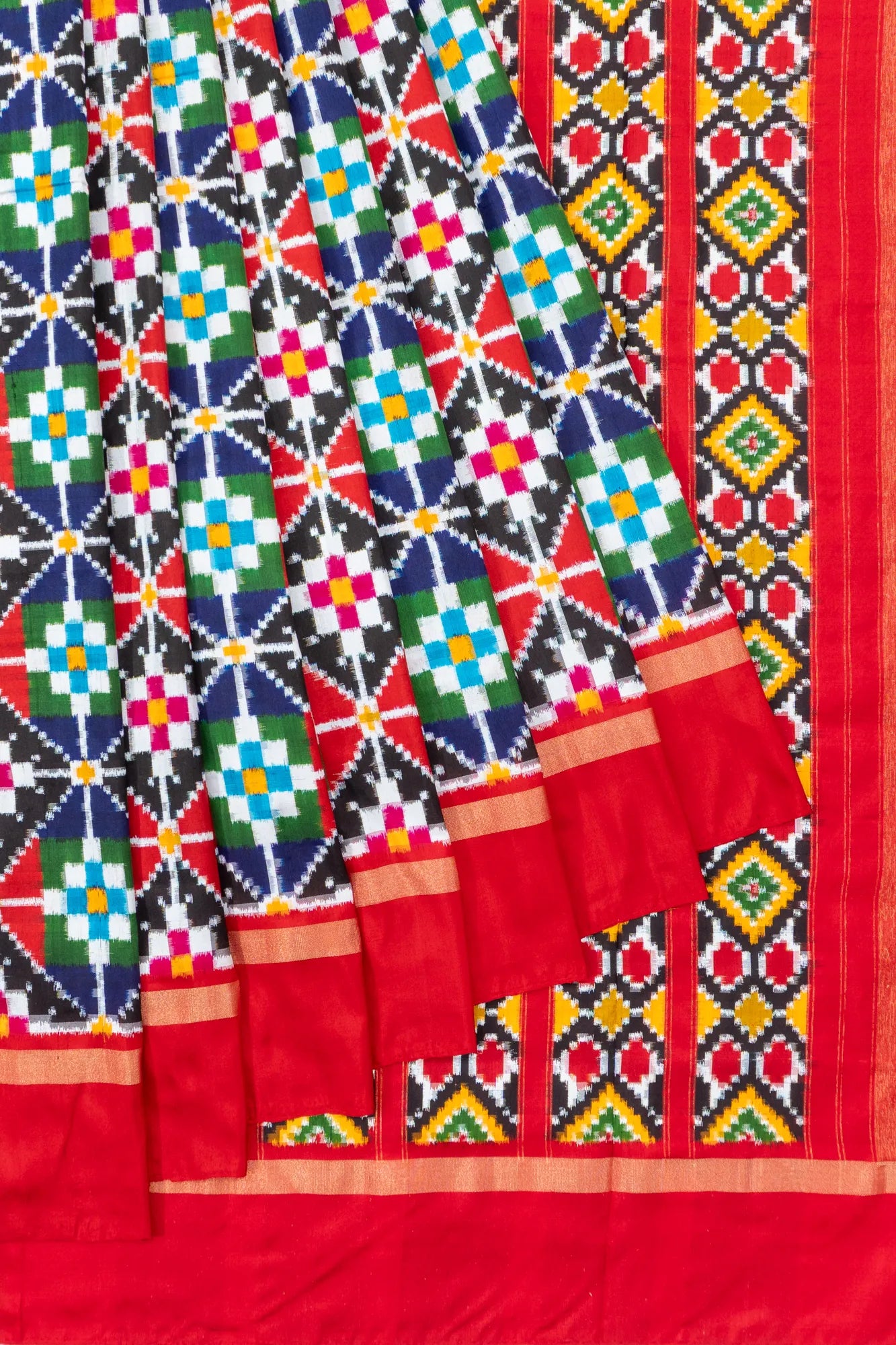 Pochampally Silk Double Ikat Multicolour Saree
