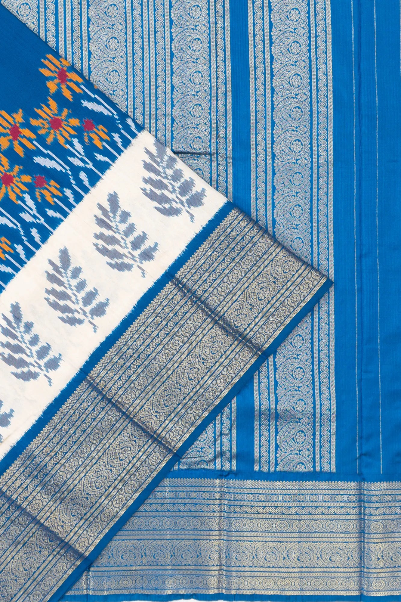 Kanchipuram Silk Ikat Butta Blue Saree