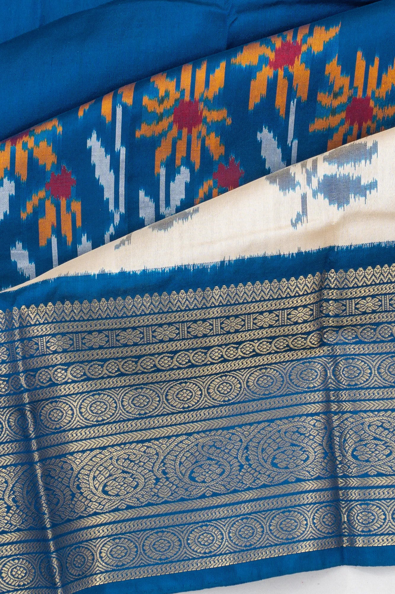 Kanchipuram Silk Ikat Butta Blue Saree