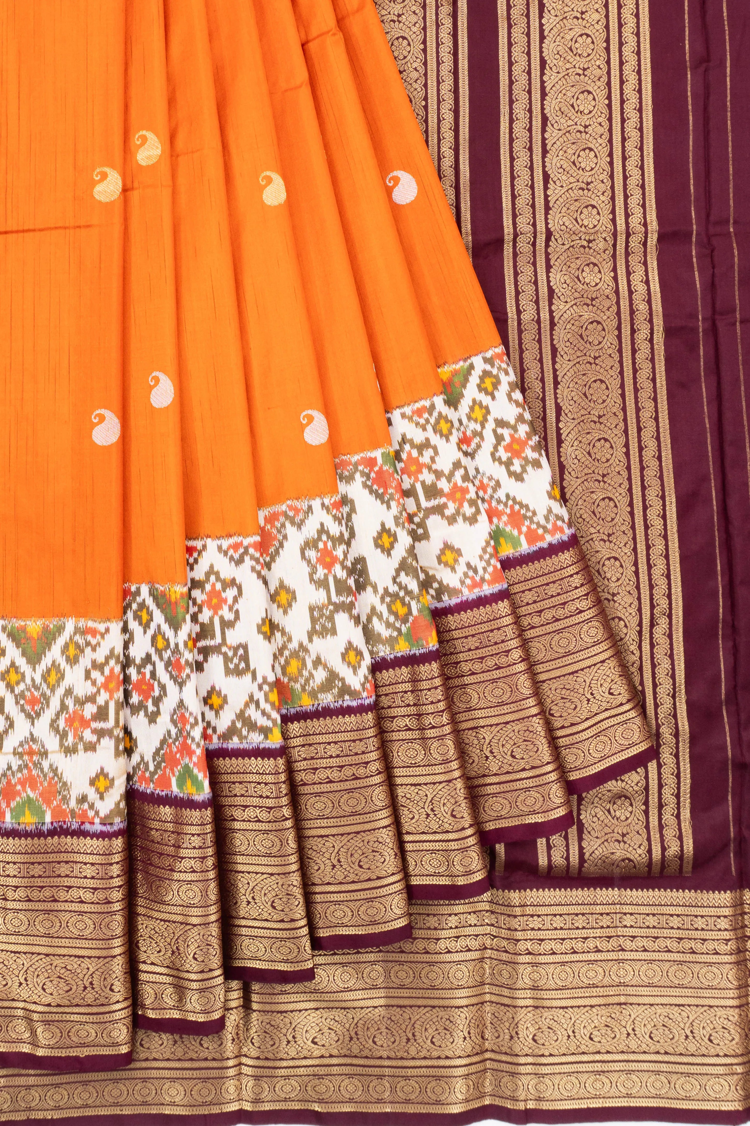 Kanchipuram Silk Ikat Butta Yellow Saree