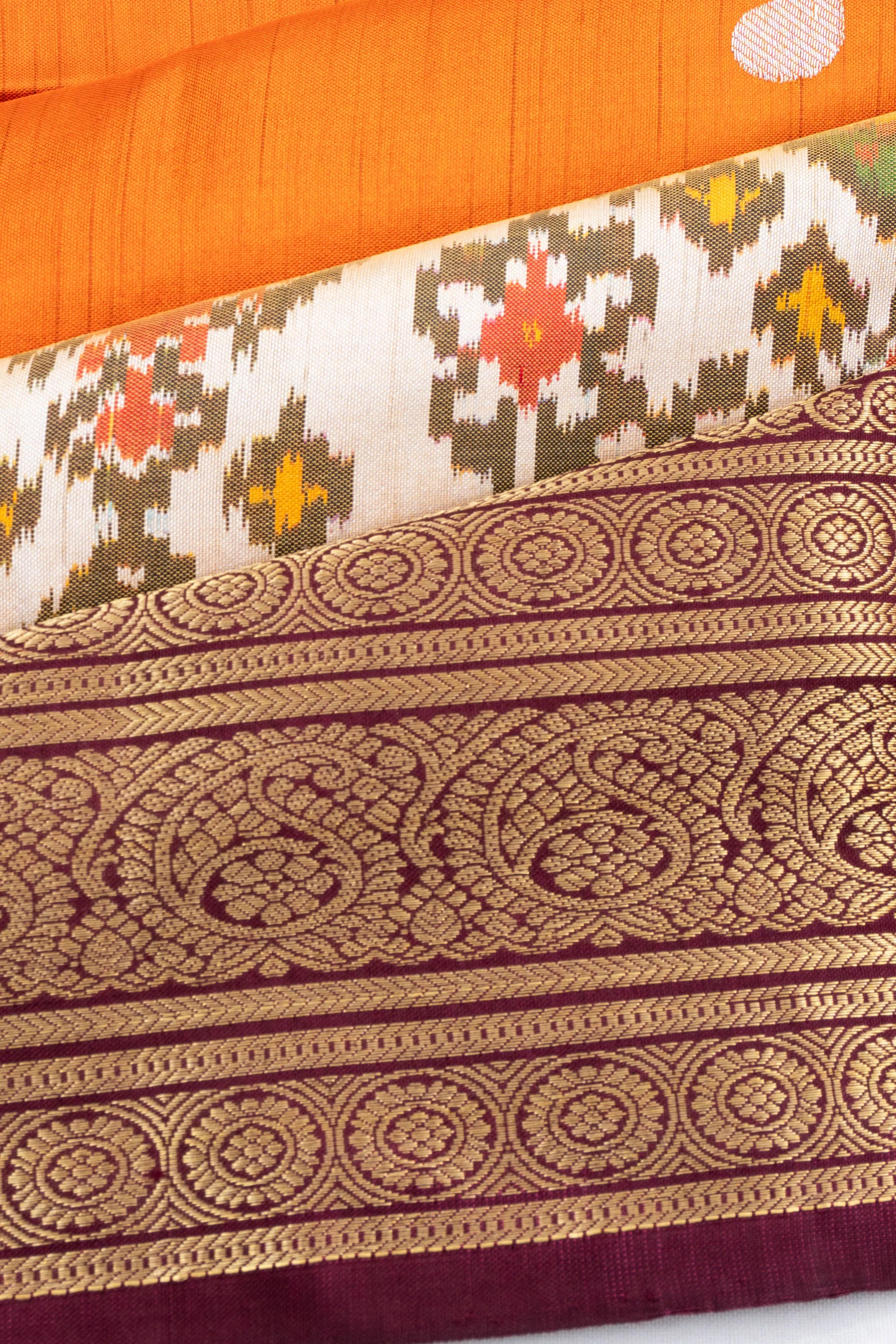 Kanchipuram Silk Ikat Butta Yellow Saree