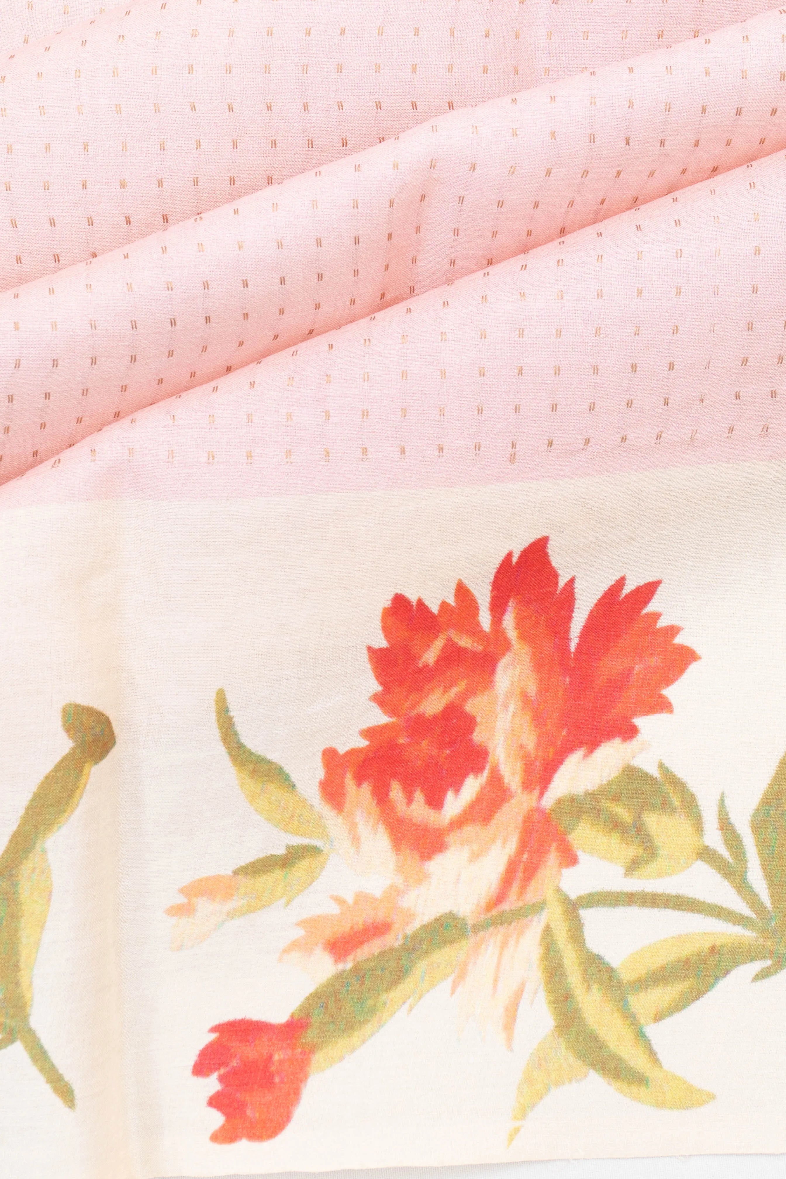 Soft Tussar Brocade Peach Saree