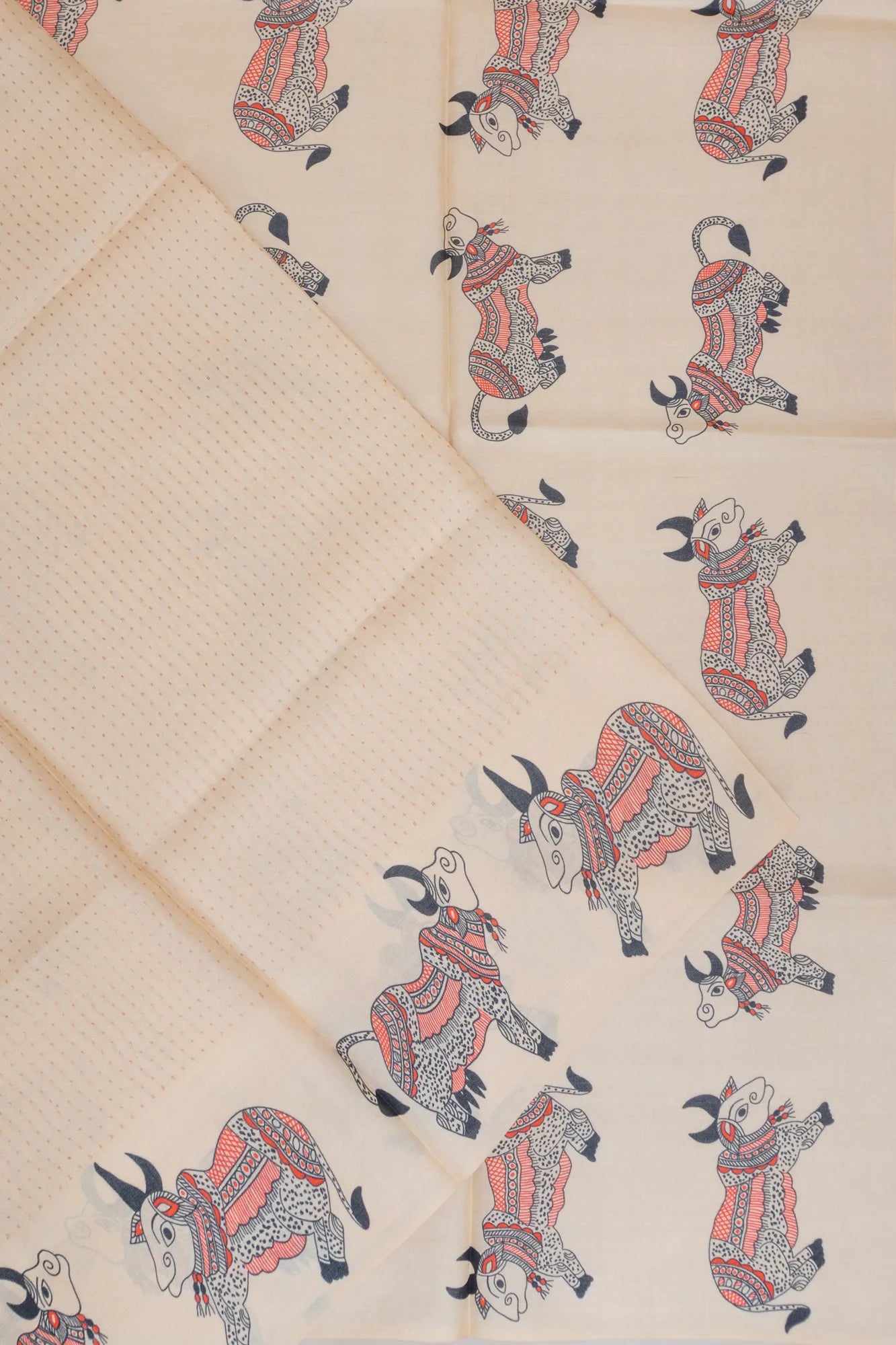 Soft Tussar Brocade Cream Saree
