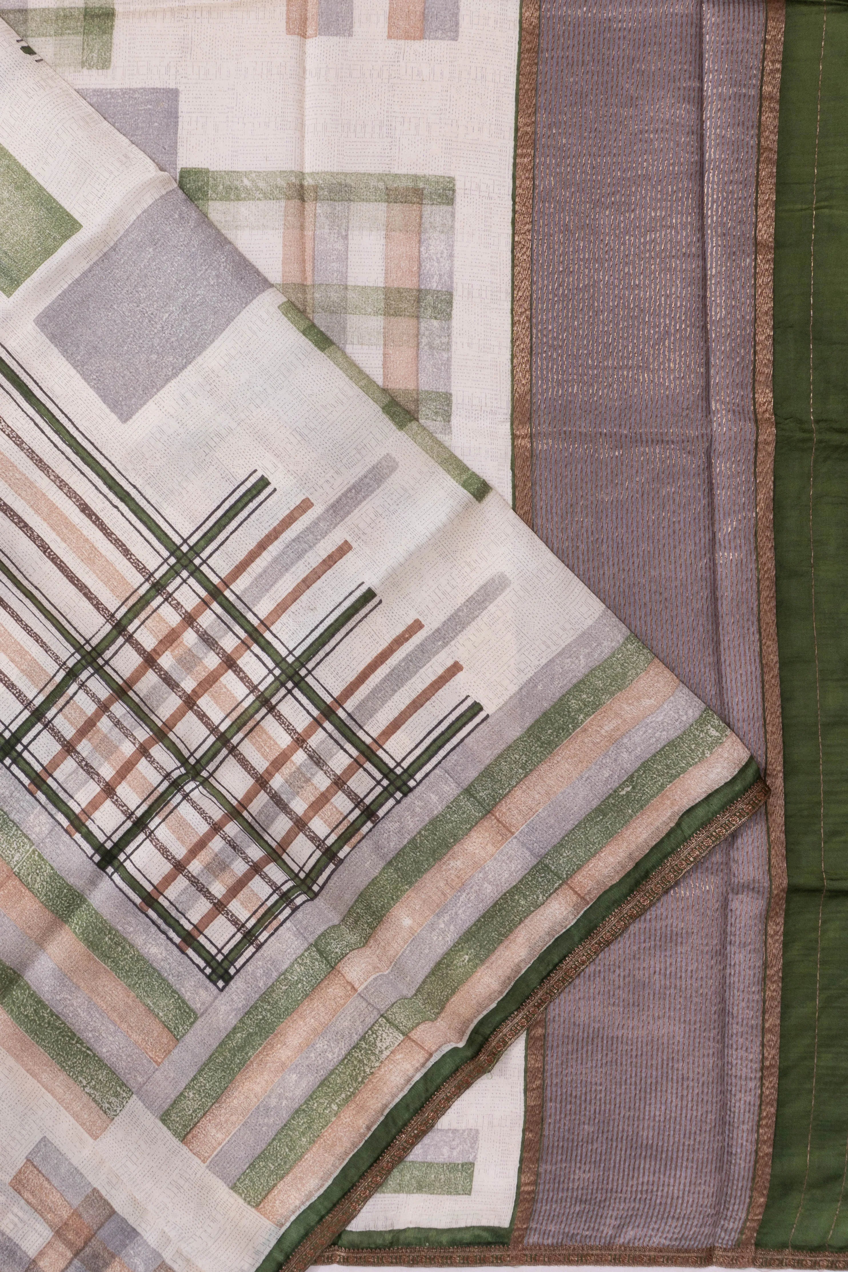 Chanderi Silk Printed White Saree