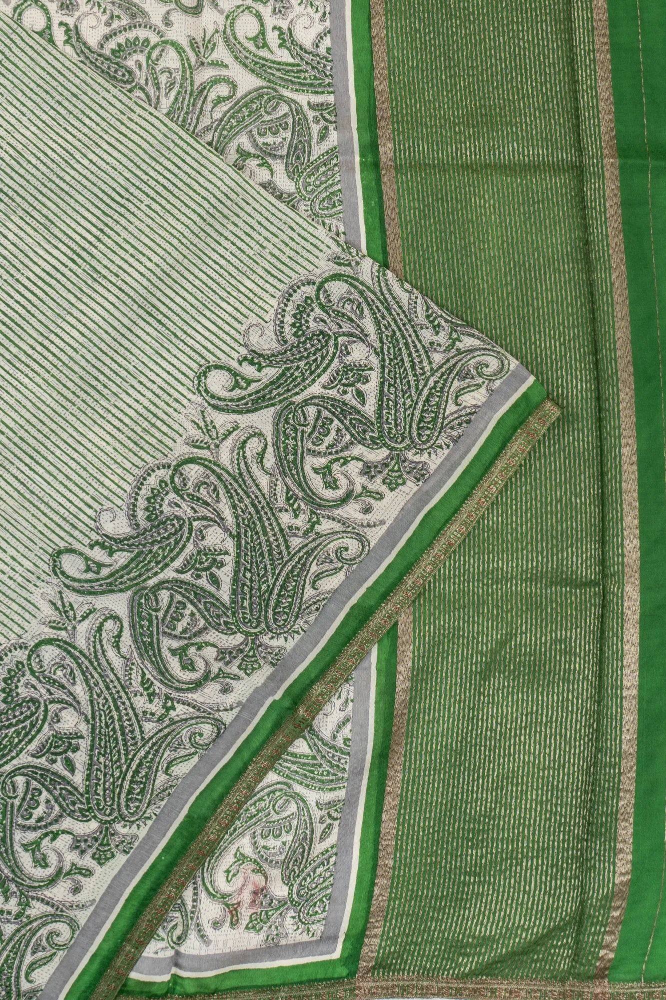 Chanderi Silk Printed White Saree