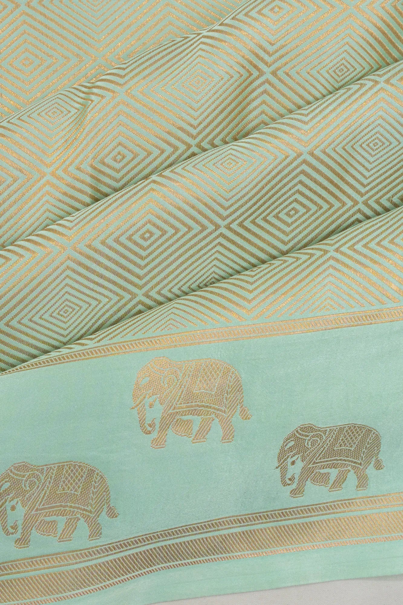 Banarasi Satin Brocade Sage Blue Saree